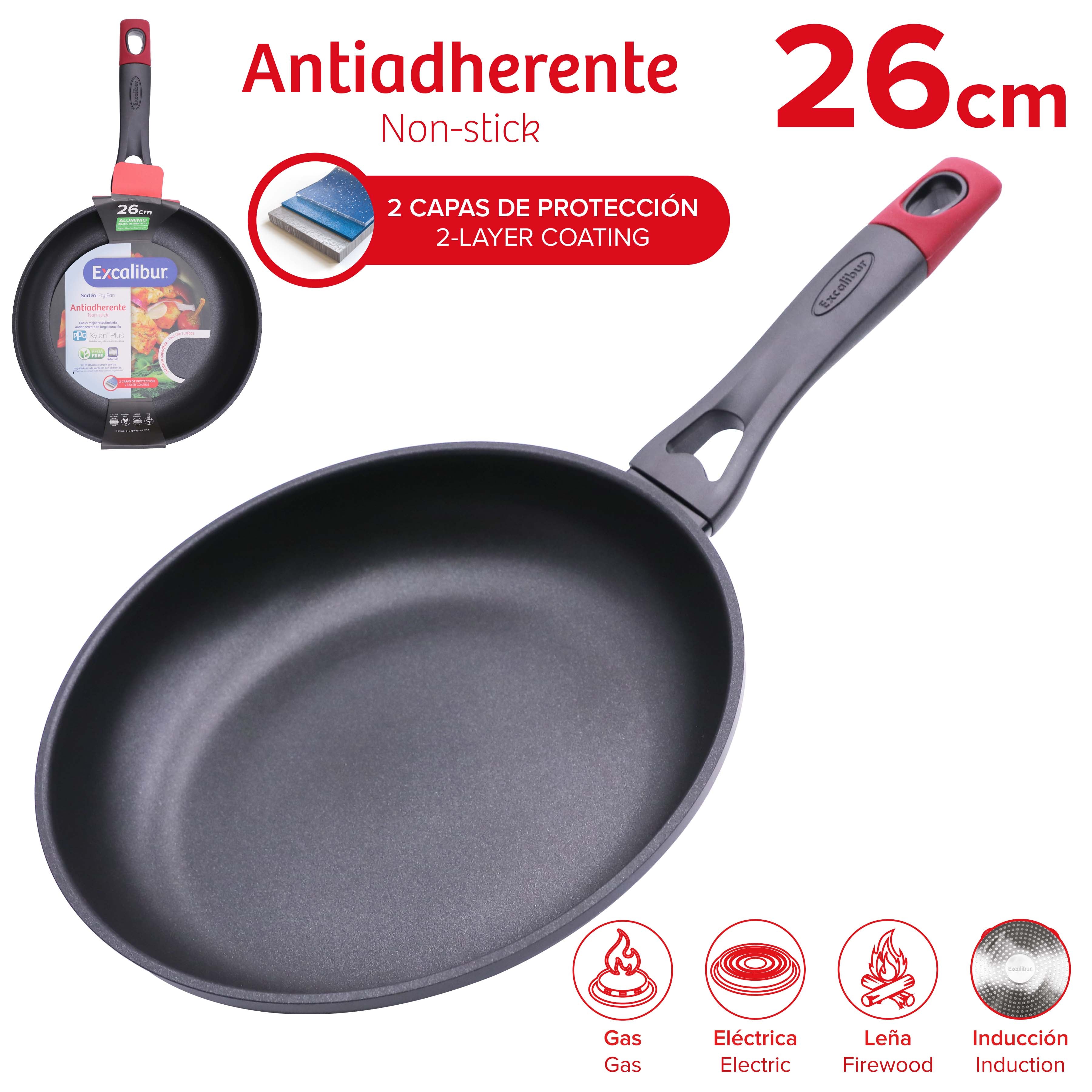 Sartén Antiadherente 26cm Excalibur A164-FP2209-26IND Inducción. EXCALIBUR