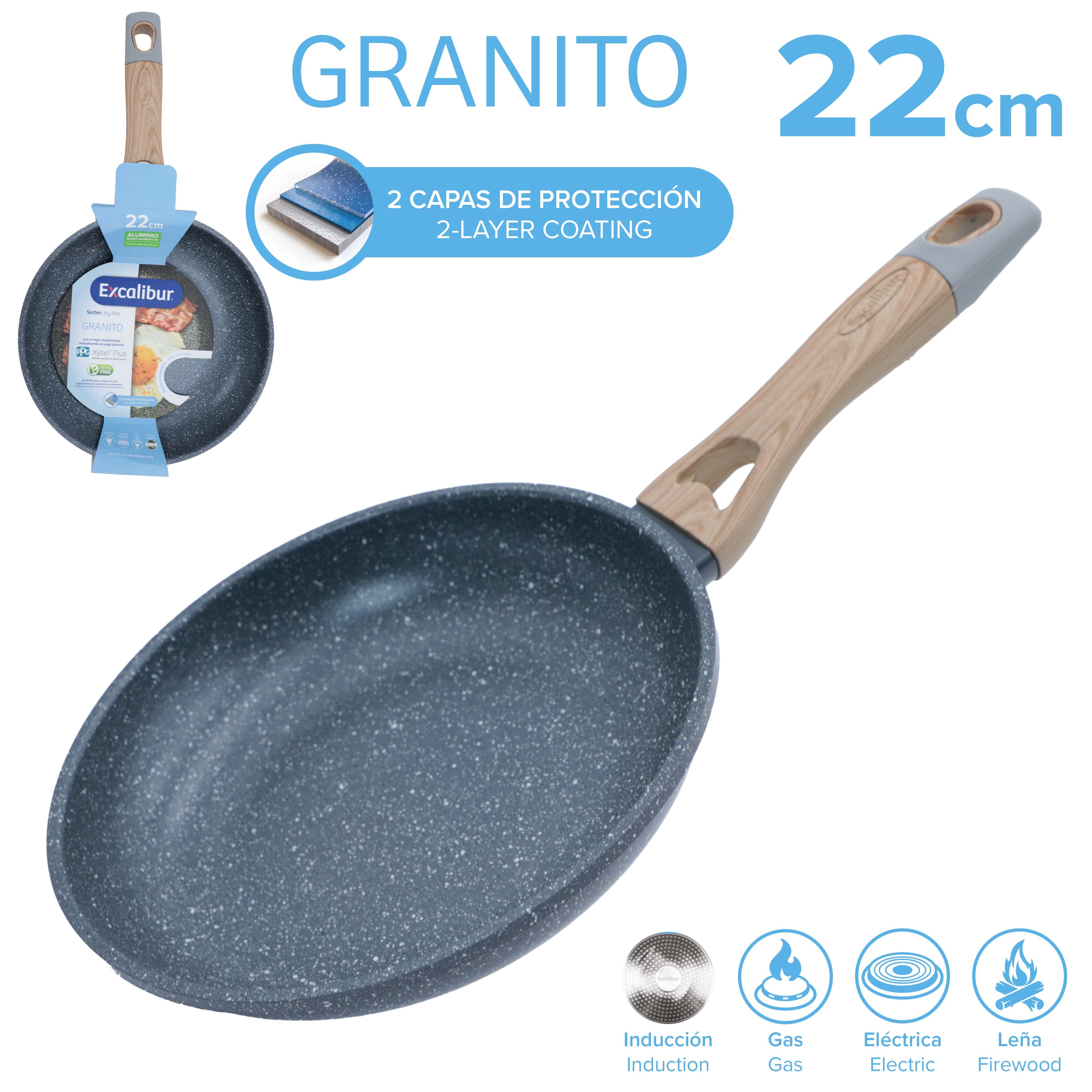 Sartén de Granito Antiadherente 22cm Excalibur A164-FP2211-22IND EXCALIBUR