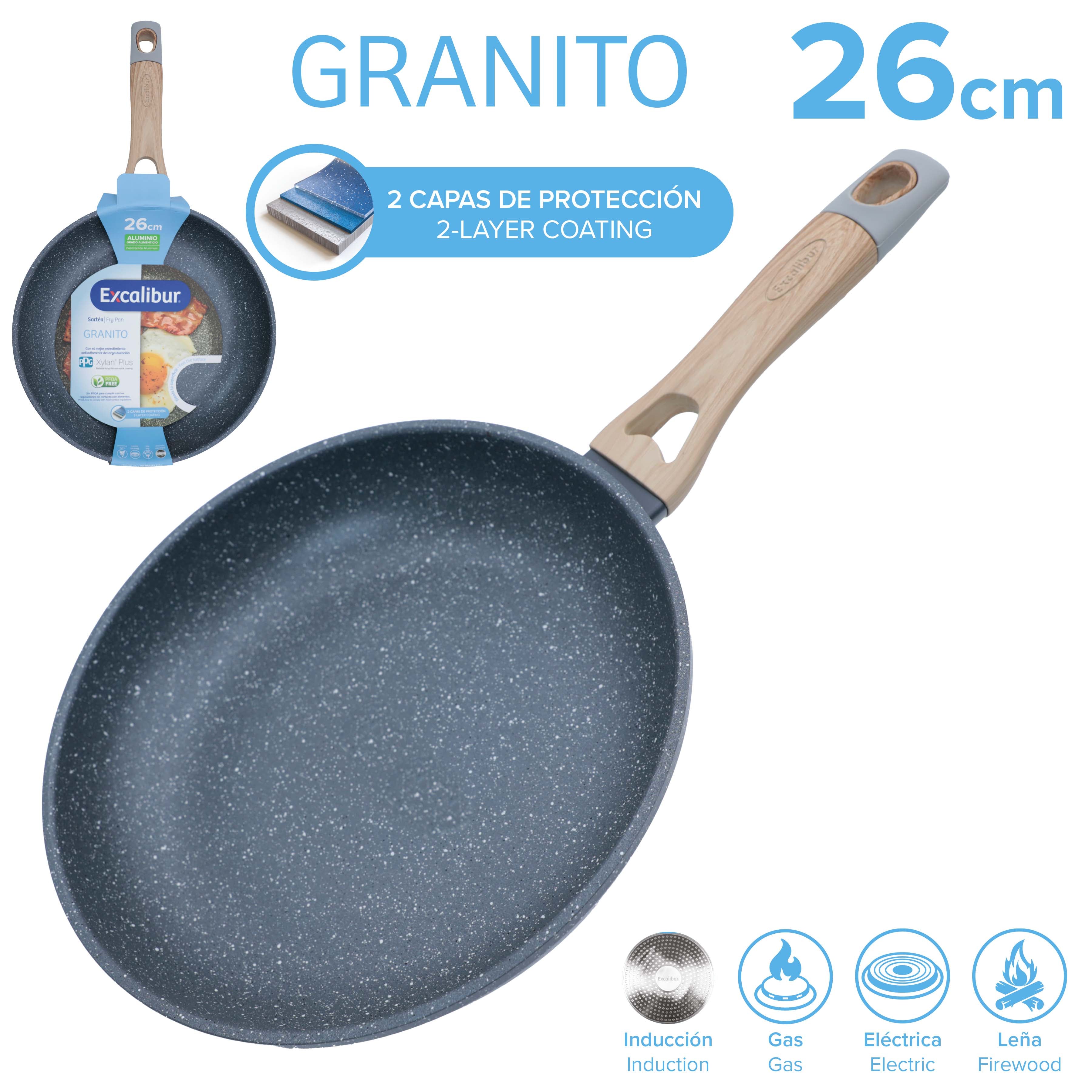 Sartén de Granito Antiadherente 26cm Excalibur A164-FP2211-26IND EXCALIBUR