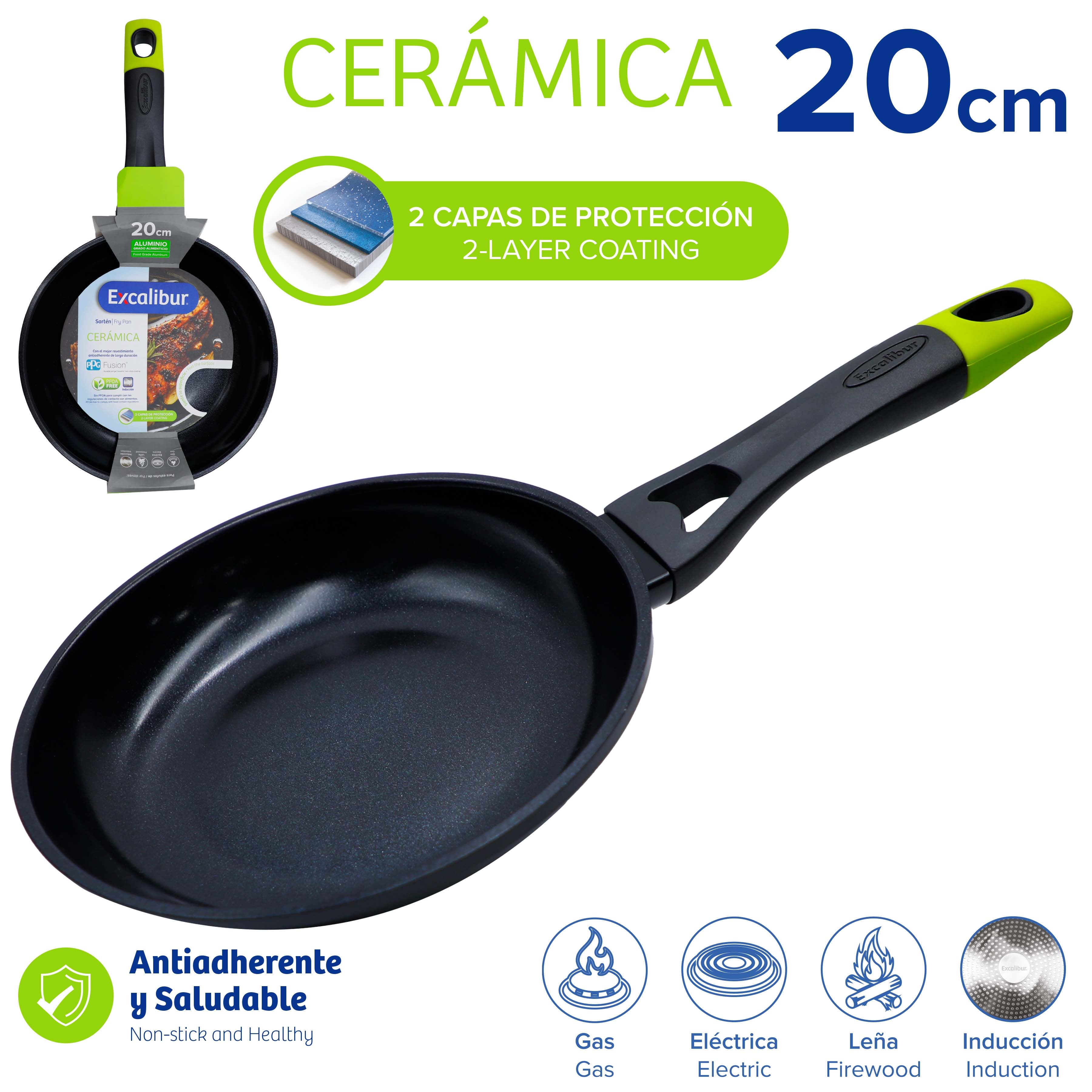 Sartén Antiadherente y Saludable de Cerámica 20cm Excalibur A164-FP2212-20IND