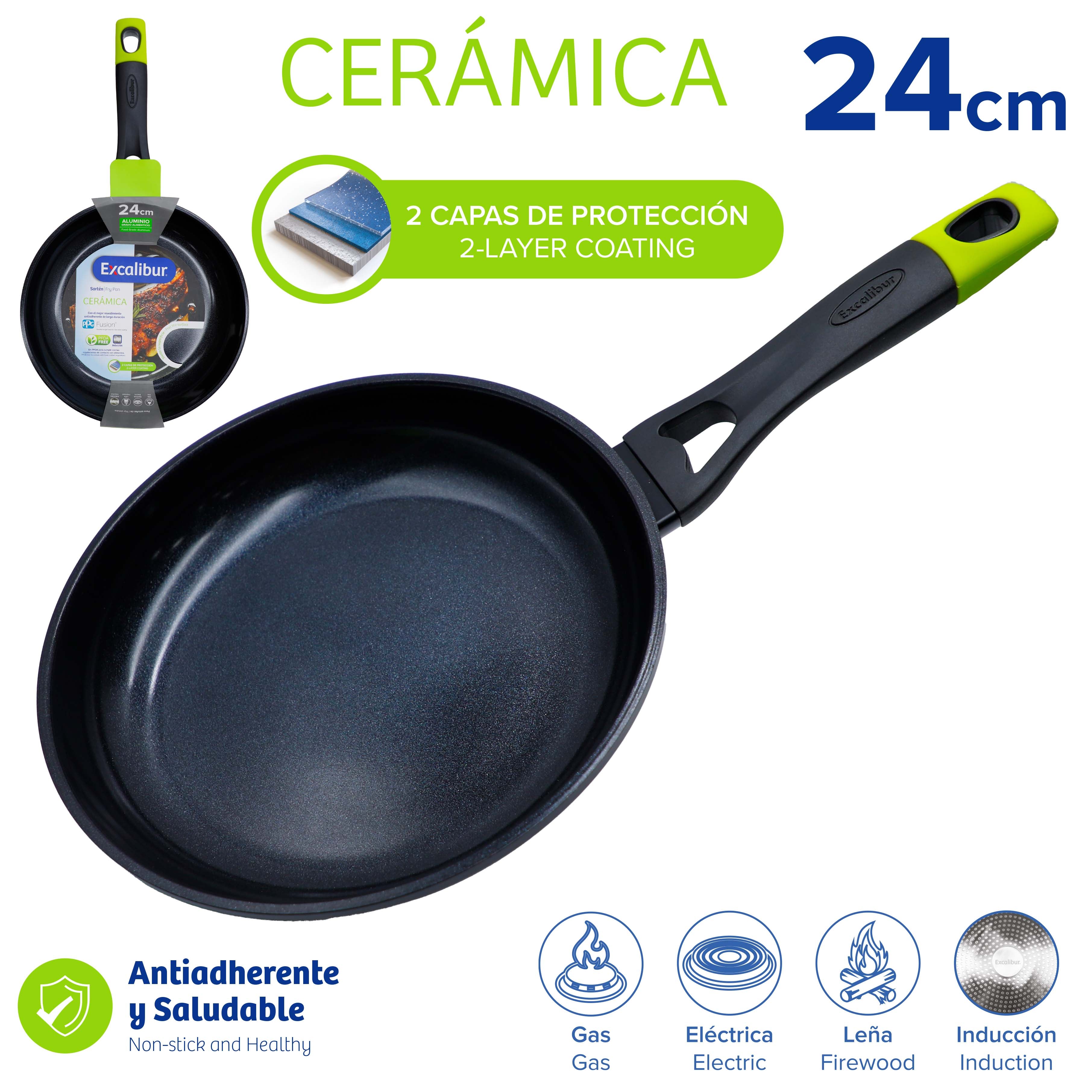 Sartén Antiadherente y Saludable de Cerámica 24cm Excalibur A164-FP2212-24IND