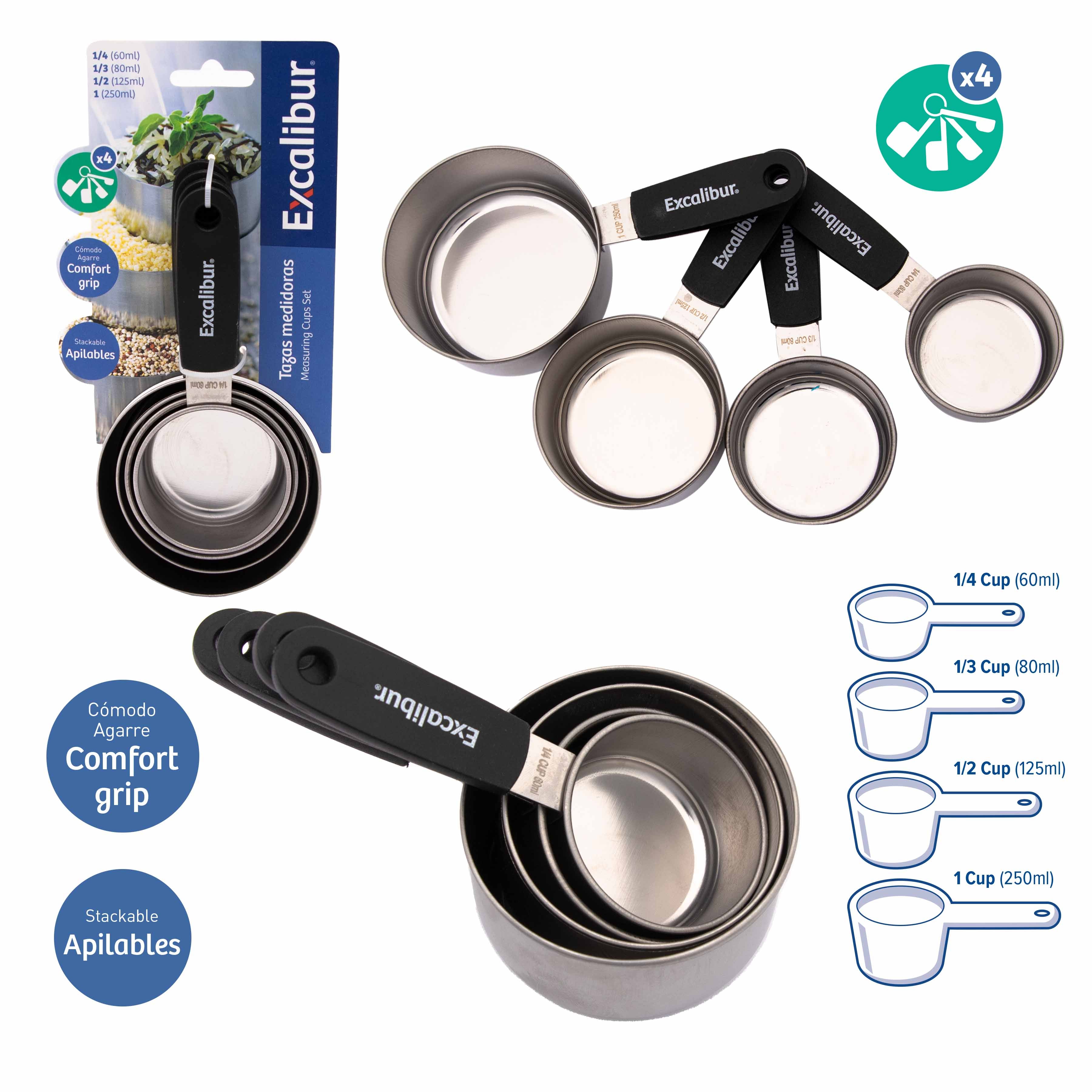 Set de 4 Piezas de Cuchara de Medir de Metal Excalibur A164-KT2207 EXCALIBUR