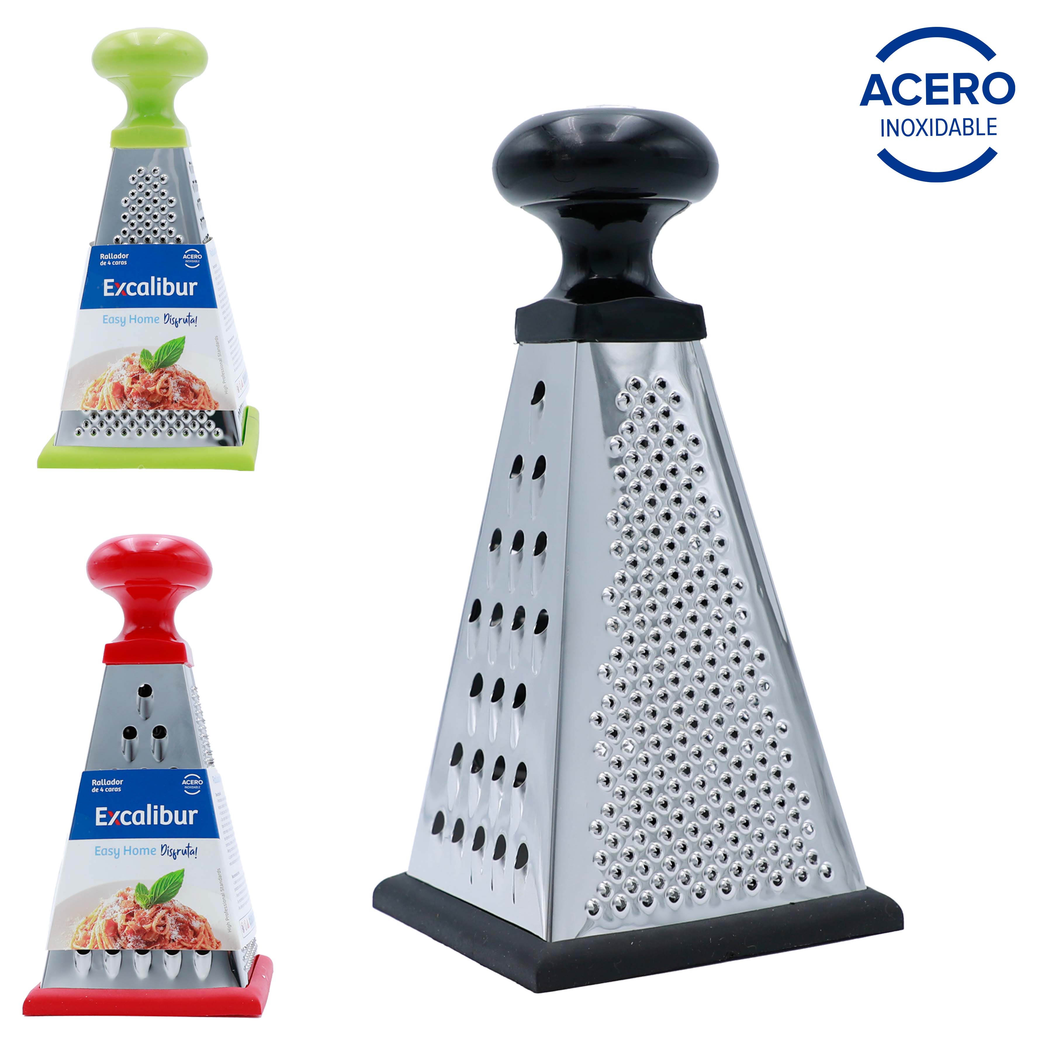Rallador de Cocina Excalibur de 4 Caras en Acero Inoxidable | Multiusos | A164-KT2420