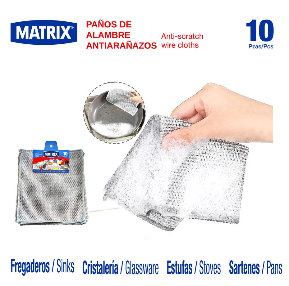 (LLEGANDO 5 DE MAYO) Set 10 Paño de Alambre para Fregar Antiarañazos Matrix A164-MT114