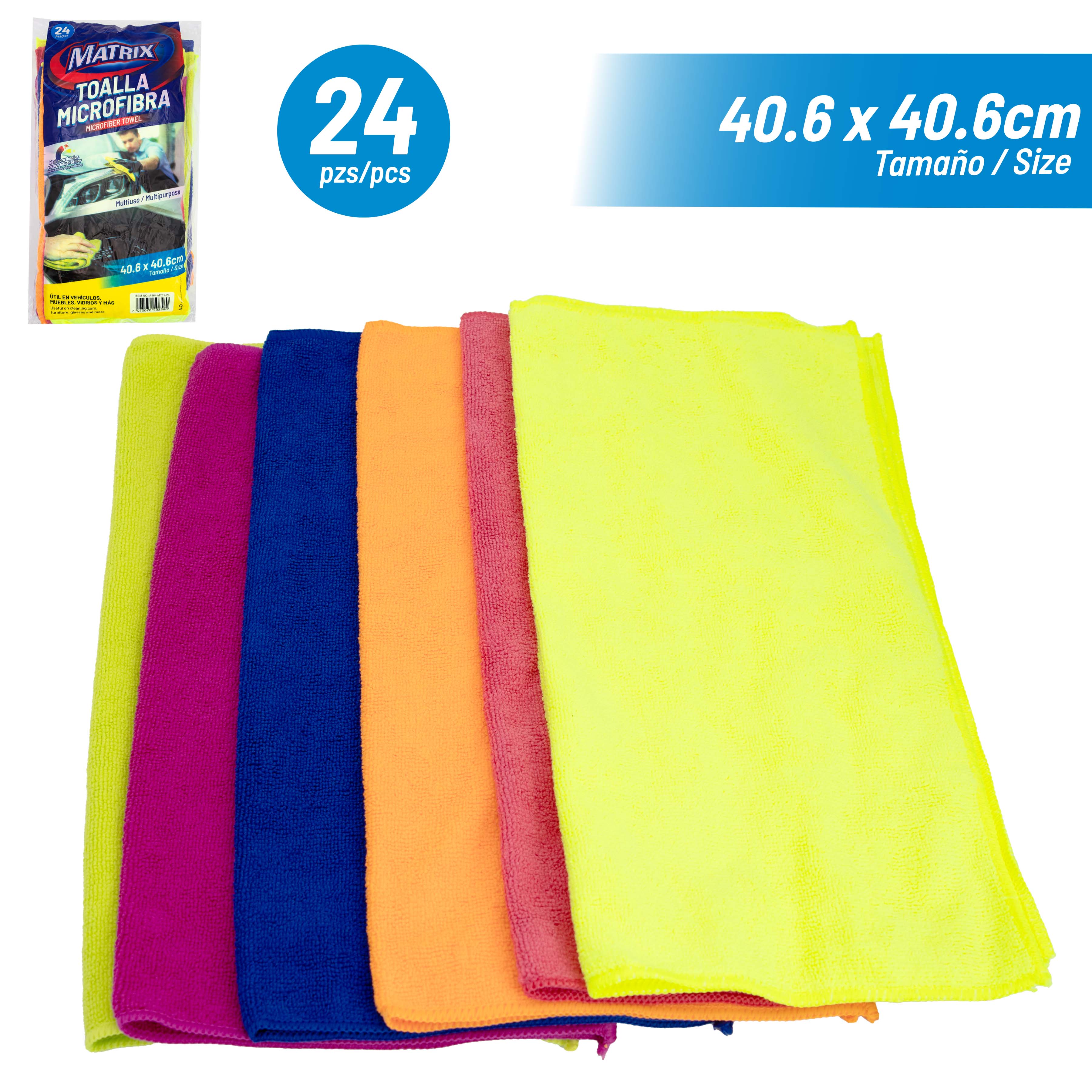 Set de 24und Toalla Microfibras 40.6x40.6cm Matrix A164-MT12-24 EXCALIBUR