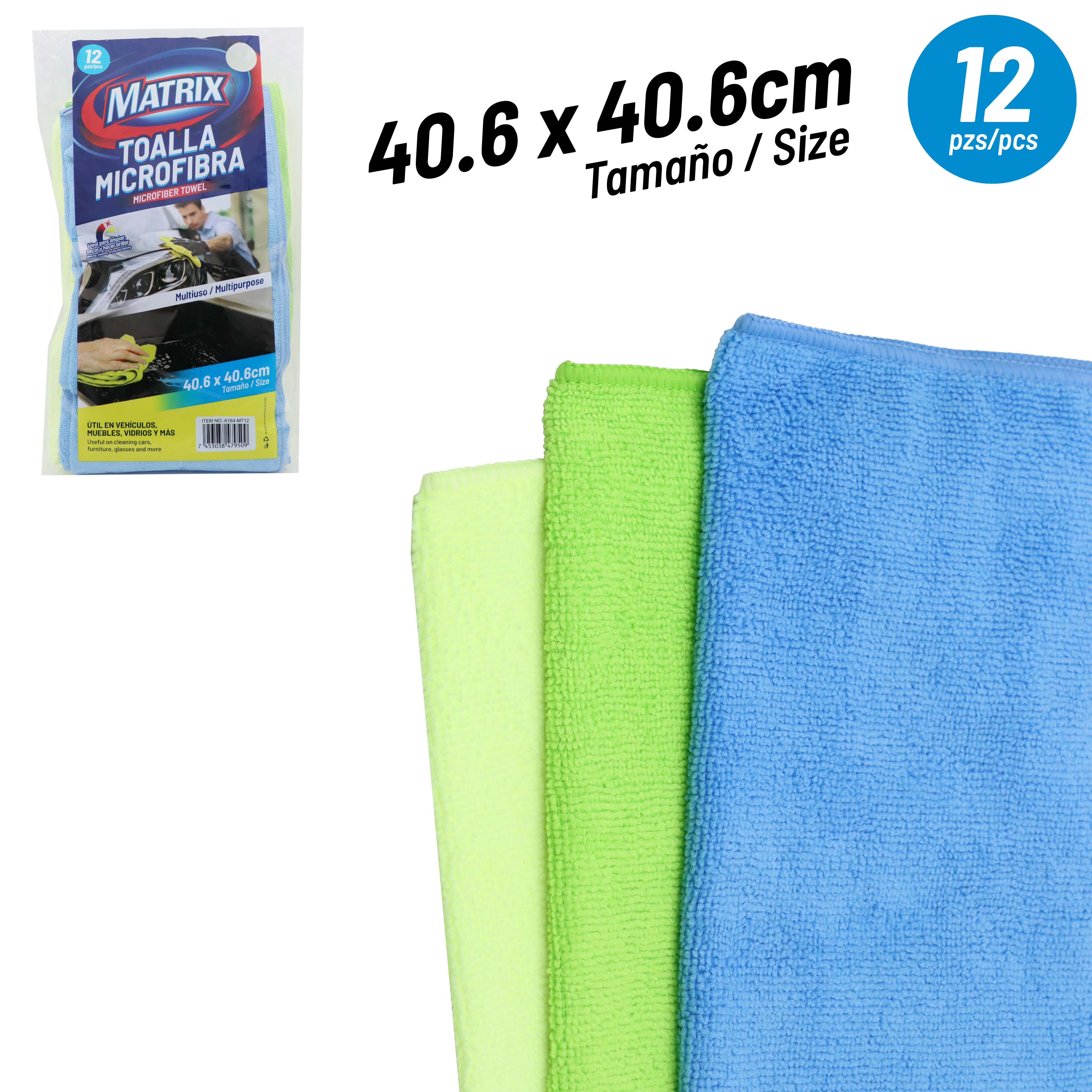 Set de 12 Toallas Microfibras 40.6x40.6cm Matrix A164-MT12