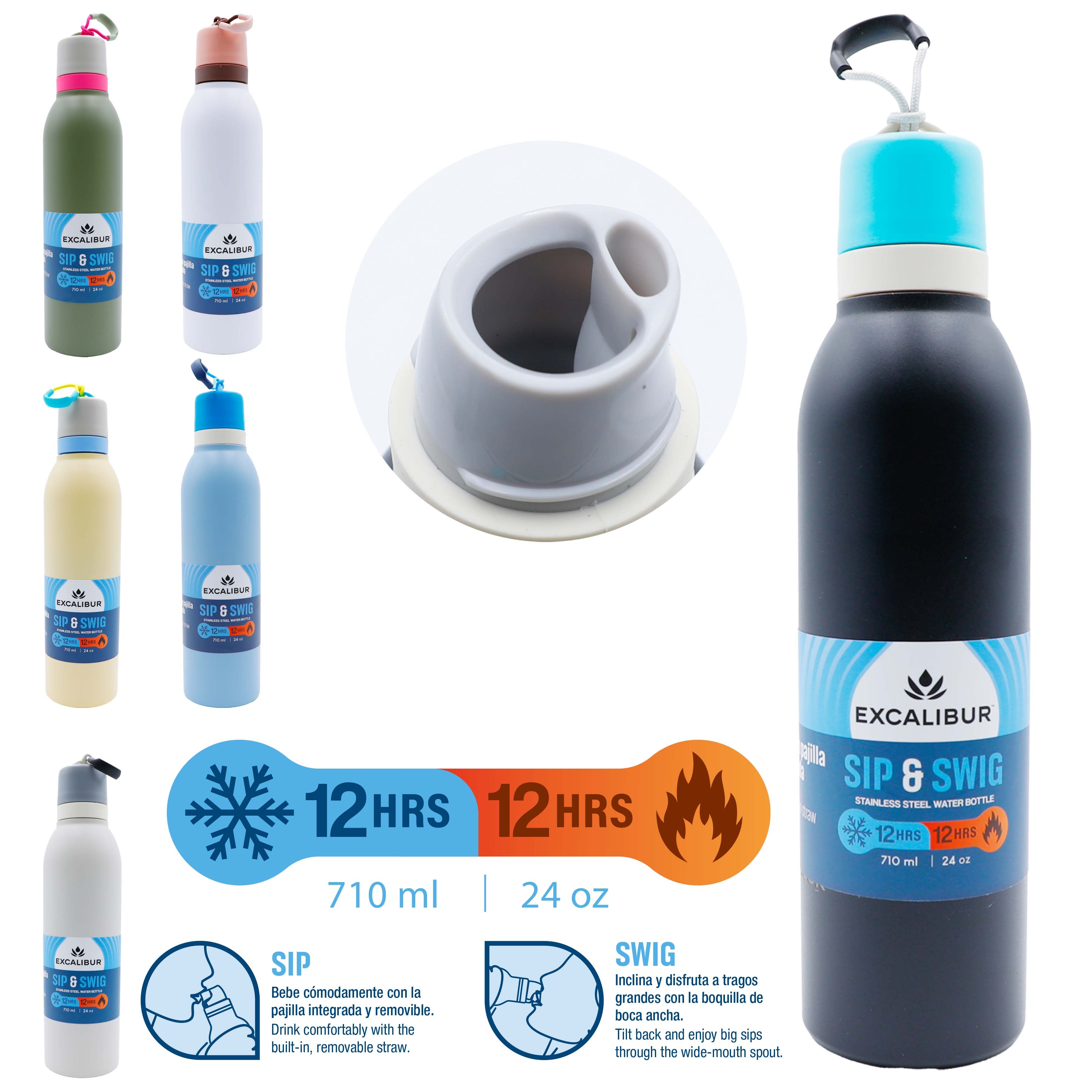 Botella Térmica de Acero Inoxidable 710ml Excalibur A164-SF0W-700 Termos.