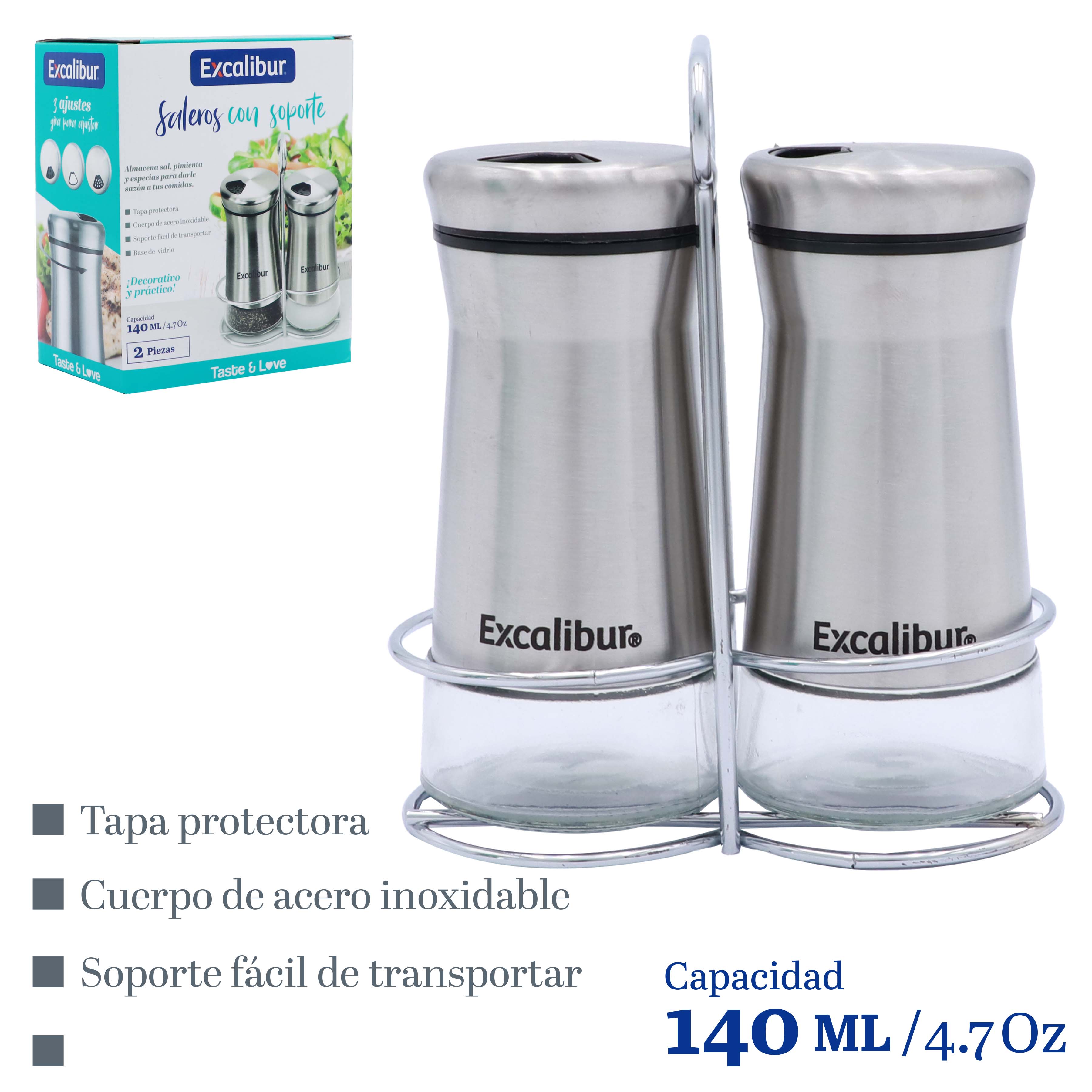 Set 2 Condimenteros de Vidrio 140ml Excalibur A164-SJ612S-2 EXCALIBUR