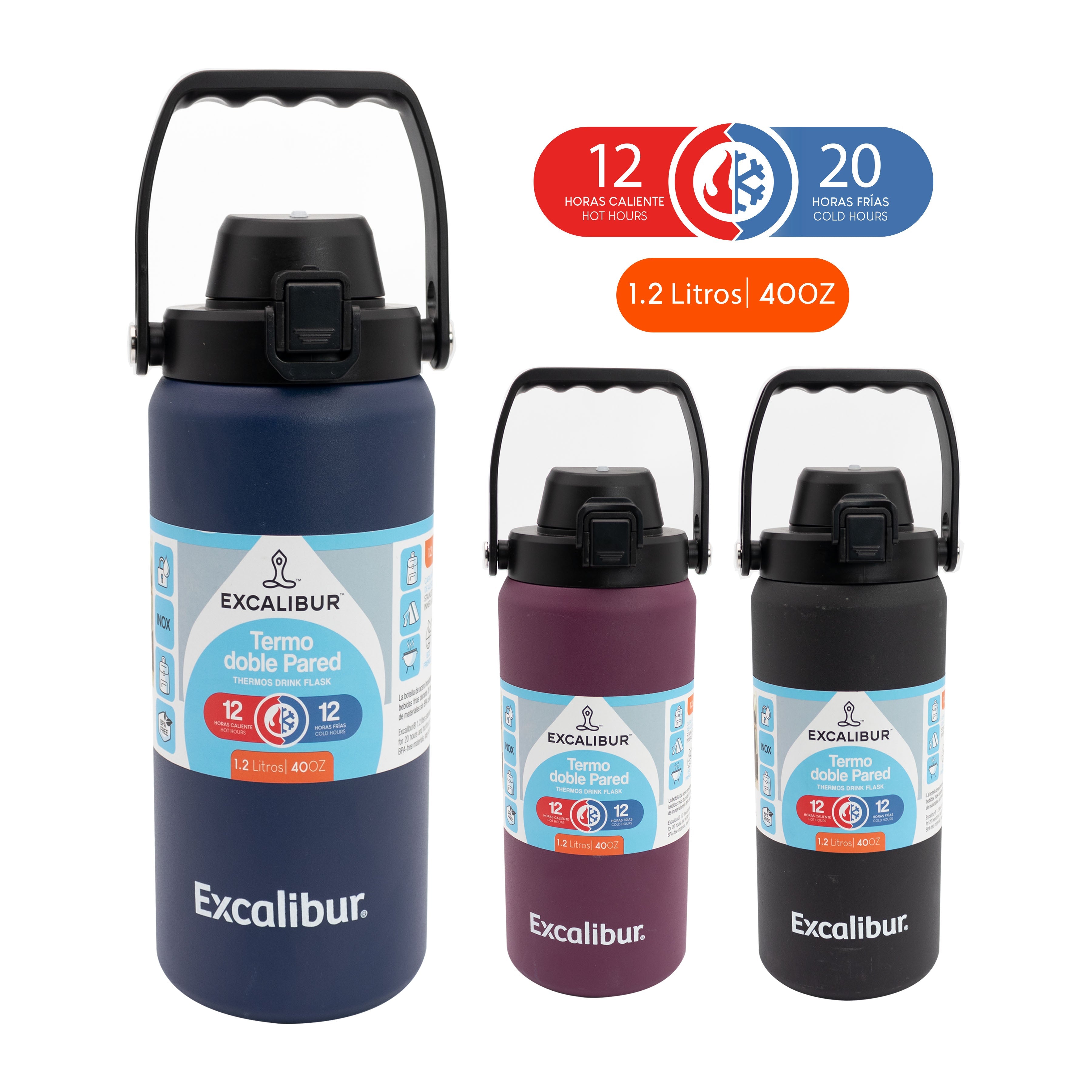 Botella Térmica de 1200ml de Acero Inoxidable Excalibur A164-VB2210 EXCALIBUR