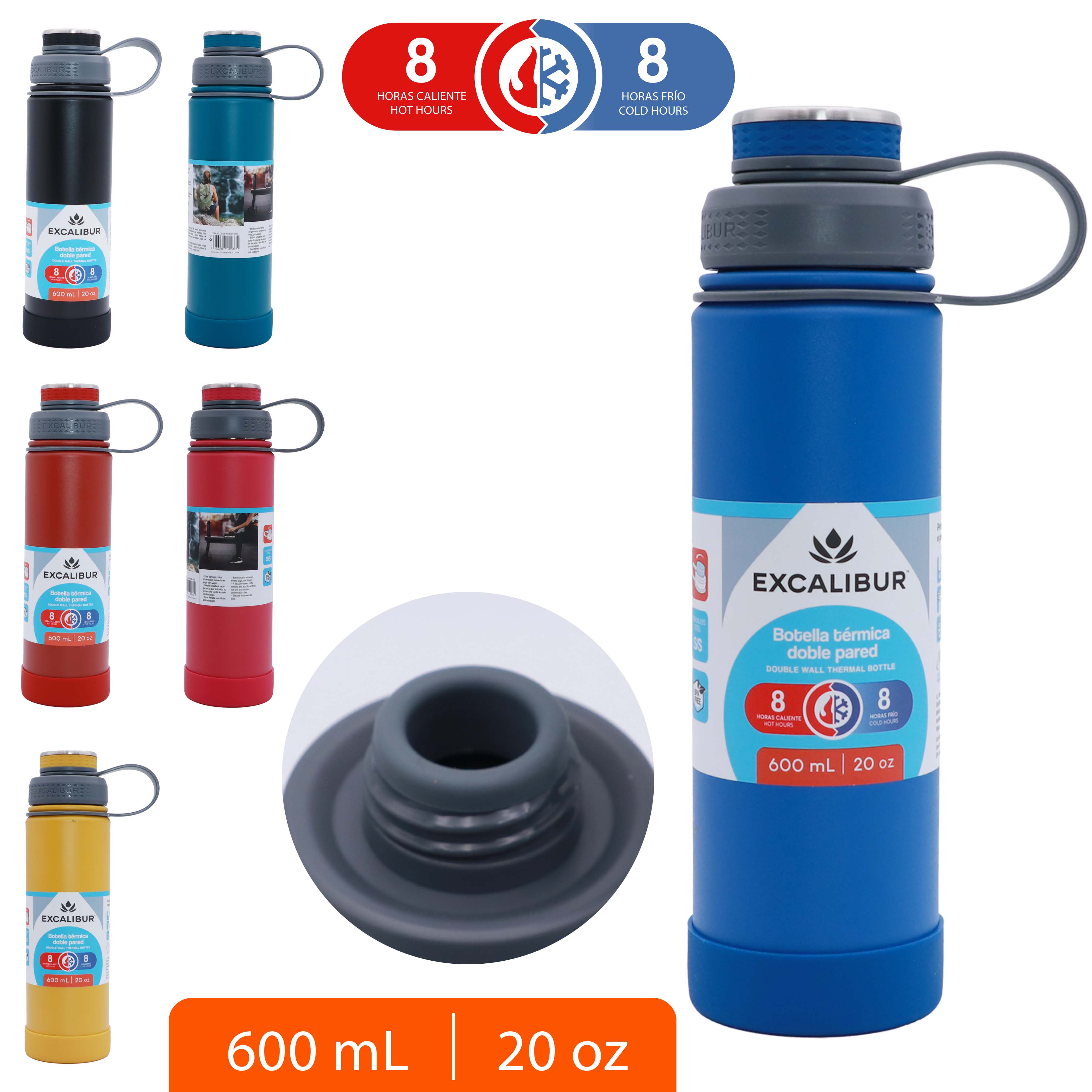 Botella Térmica Doble Pared 600ml Excalibur A164-VB2403N-600S EXCALIBUR