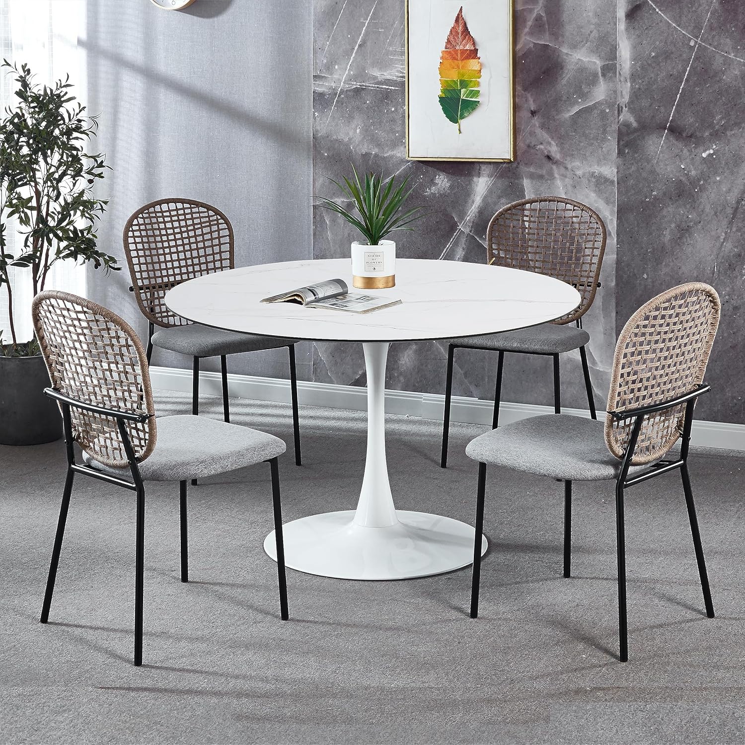 Mesa Redonda Blanca Metálica 80x72cm BP-2236 Selecto