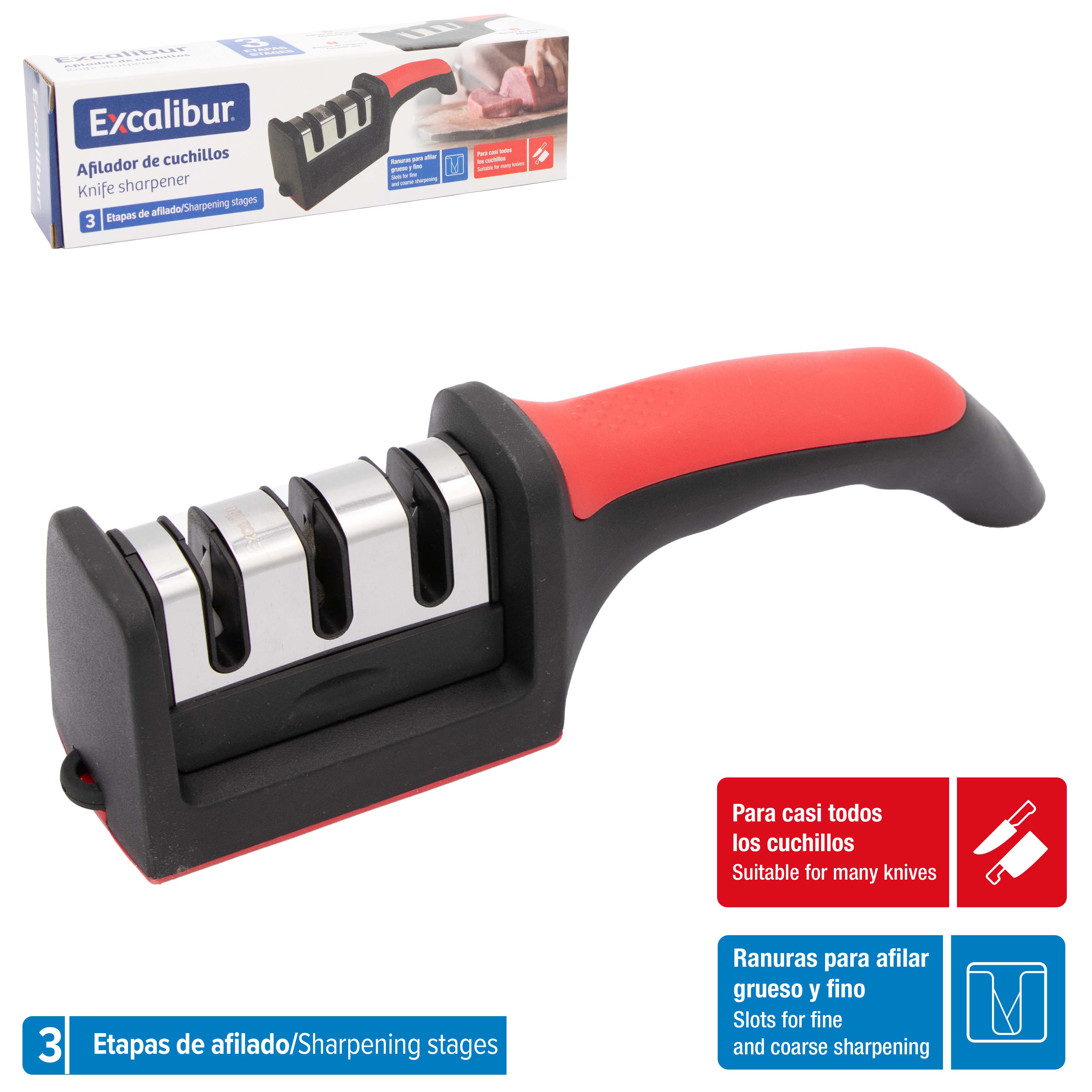 (LLEGANDO 20 DE DIC) Afilador de Cuchillos 3 Filos Excalibur A414-KS2332