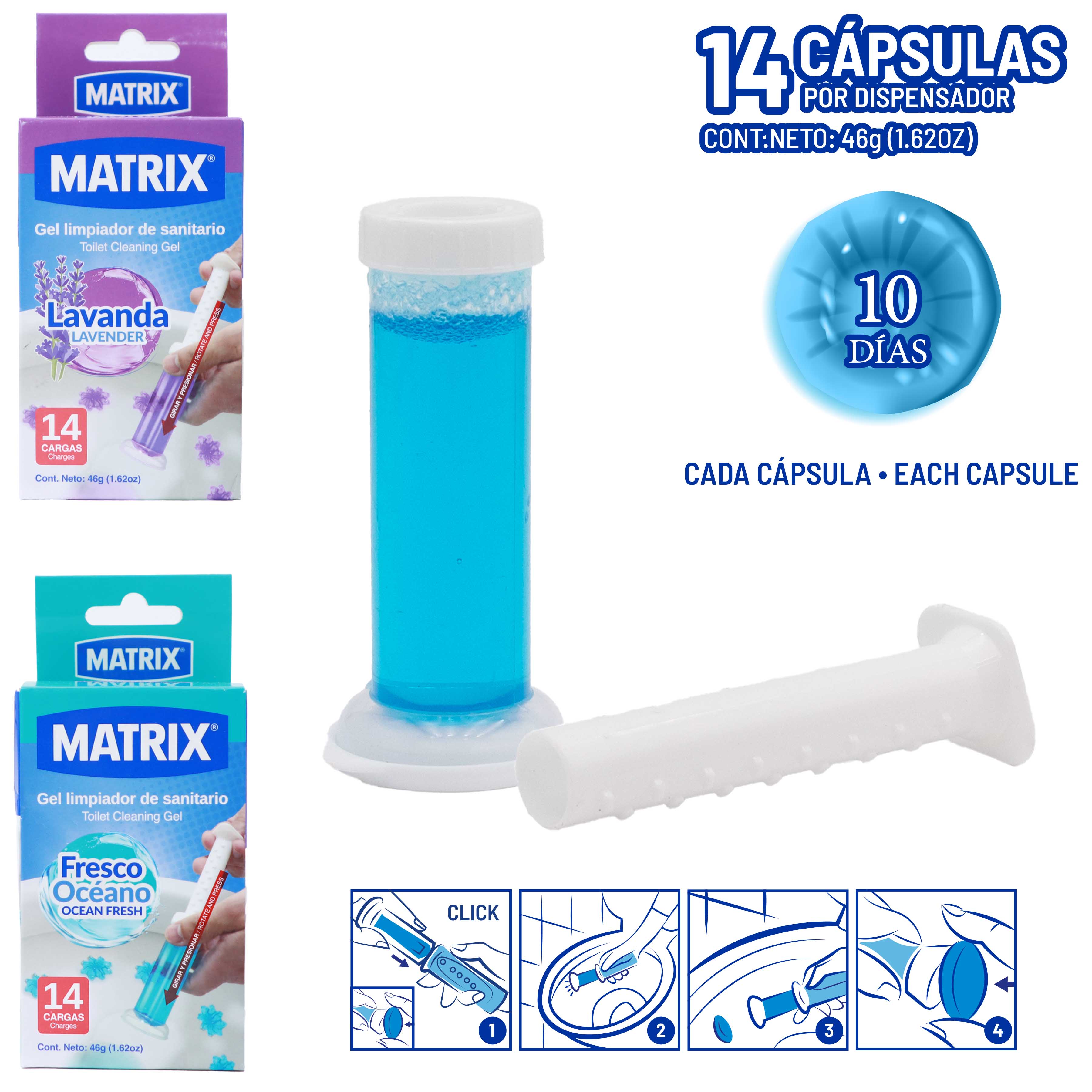 Paquete de 14 Capsulas de Gel para Inodoros Matrix A414-M2301 MATRIX