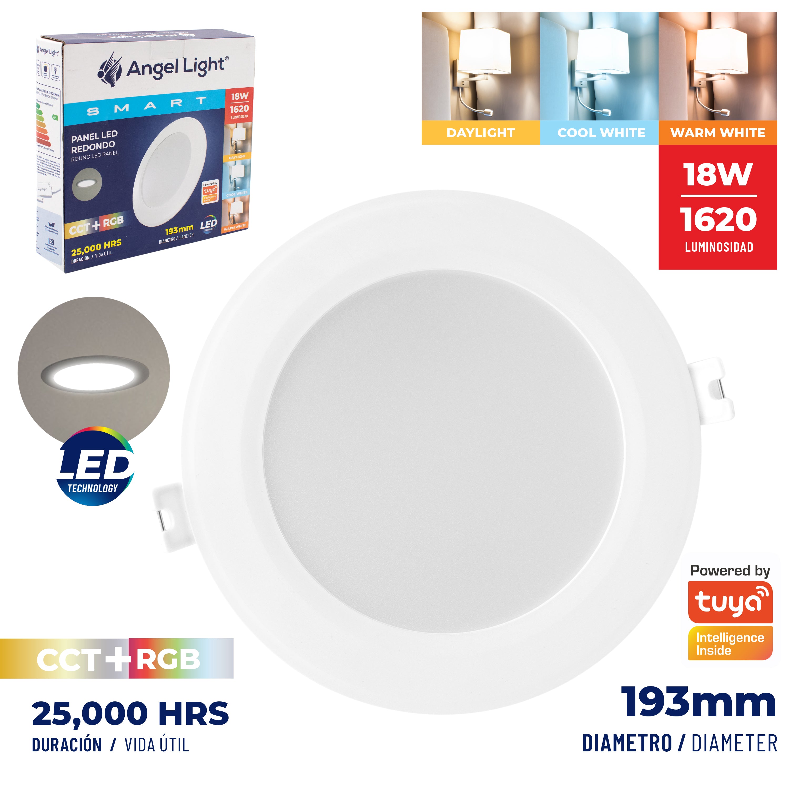 (LLEGANDO 5 DE JUNIO) Lampara Panel LED Redonda para Empotrar 18W Angel Light AL-PB001-18W-S-SM