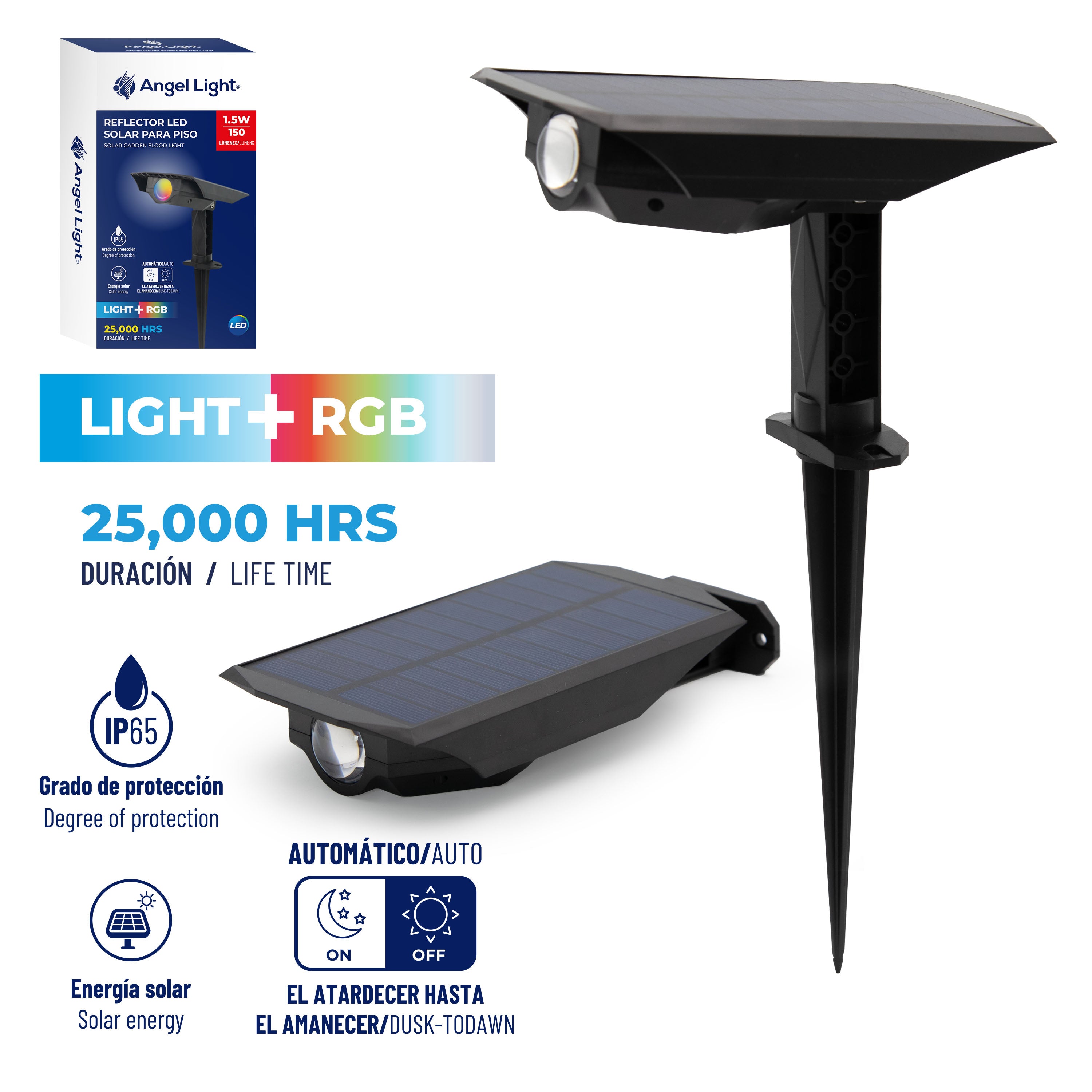 Lampara para Jardín LED con Panel Solar Angel Light AL-SGL-RGB ANGEL LIGHT