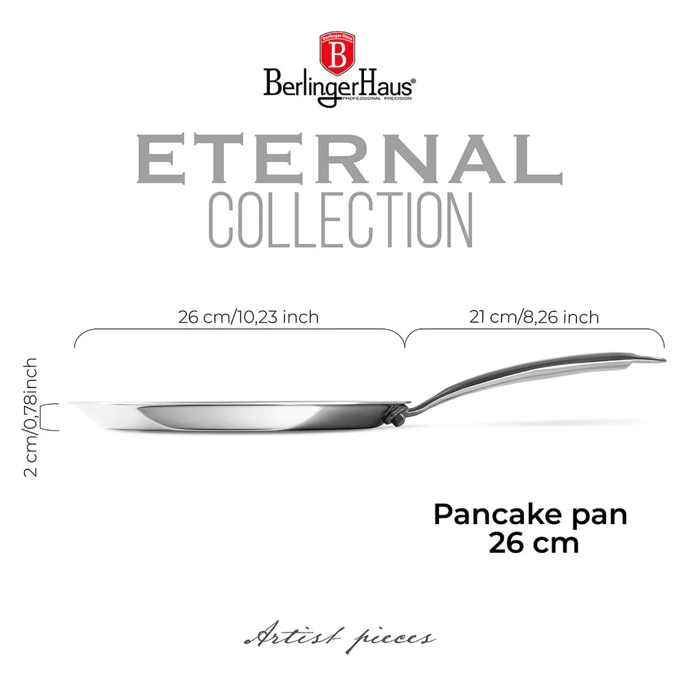 Sartén de Acero Inoxidable Pancake Pan 26cm Eternal Collection Berlinger Haus BH-8506N BERLINGER HAUS
