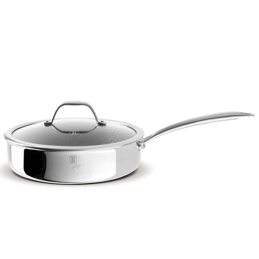 Sartén Hondo de Acero Inoxidable con Tapa de Vidrio 24cm Berlinger Haus BERLINGER HAUS