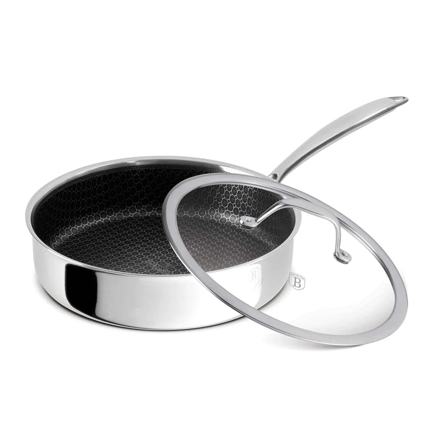 Sartén Hondo de Acero Inoxidable con Tapa de Vidrio 24cm Berlinger Haus BERLINGER HAUS