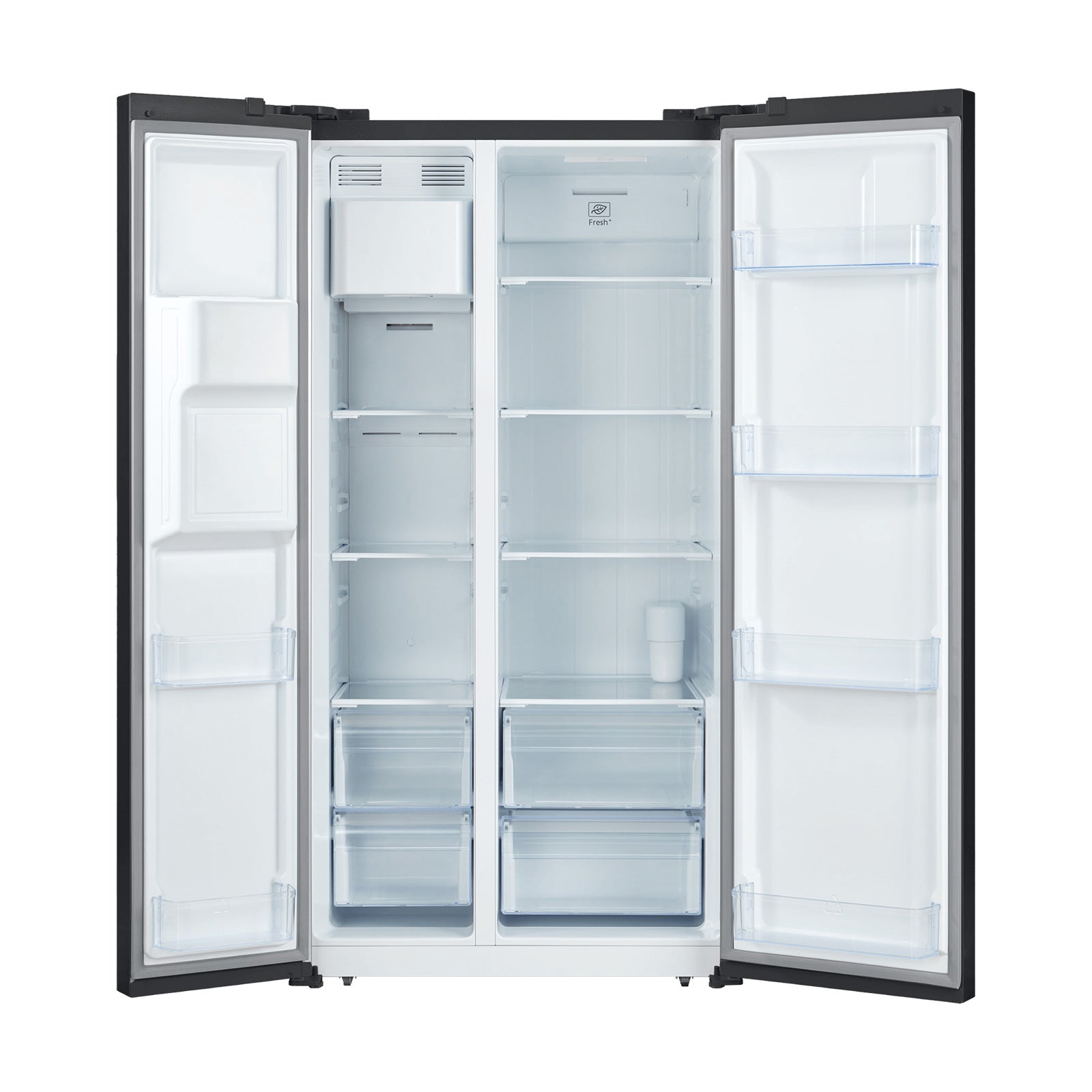 (POR PEDIDO) Refrigeradora Side by Side 20p3/566L de Vidrio Negro con Dispensador de Agua y Fabricador de Hielo Drija BLACK-20CFAH