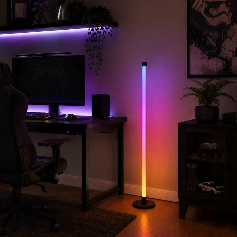 Lámpara De Pie LED RGB Inteligente De 38W 1200 Lúmenes. Barra De Luz Con Bluetooth Con Sincronización Música. Control App Y Remoto (1.2M) CL343-DI-375-BKRGB-Z