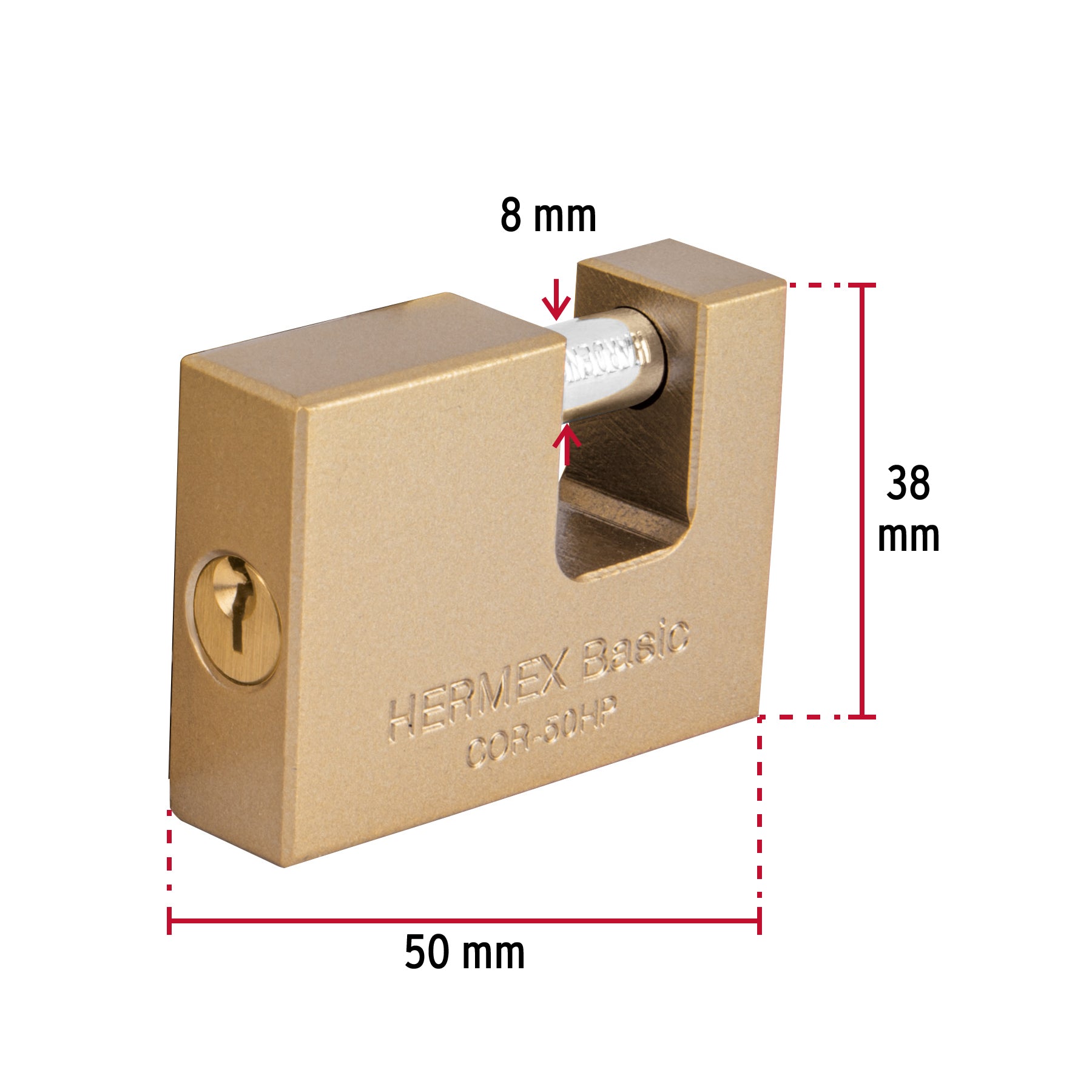 Candado Antipalanca 50mm Cuerpo de Hierro Hermex 22515 COR-50HP Hermex