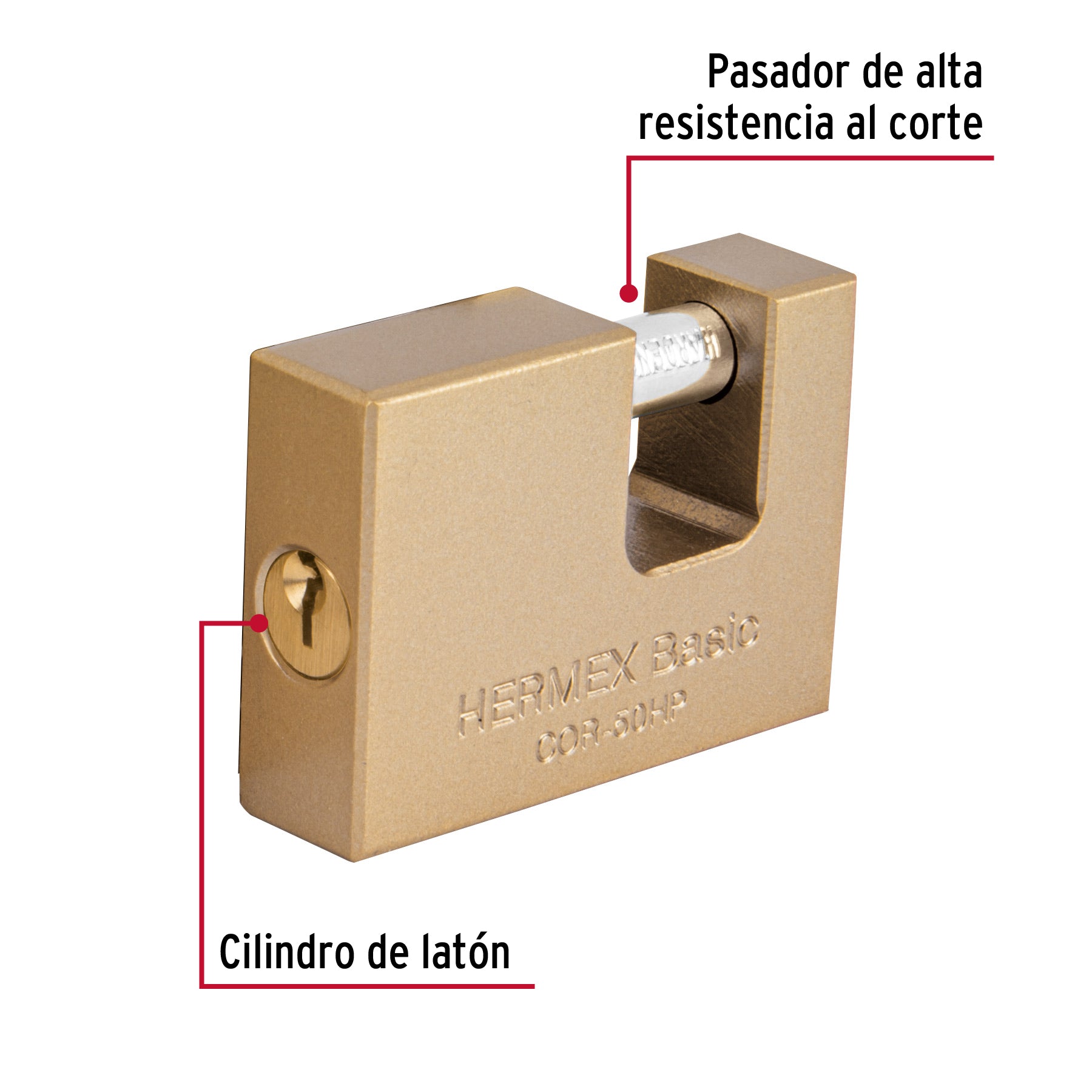 Candado Antipalanca 50mm Cuerpo de Hierro Hermex 22515 COR-50HP Hermex