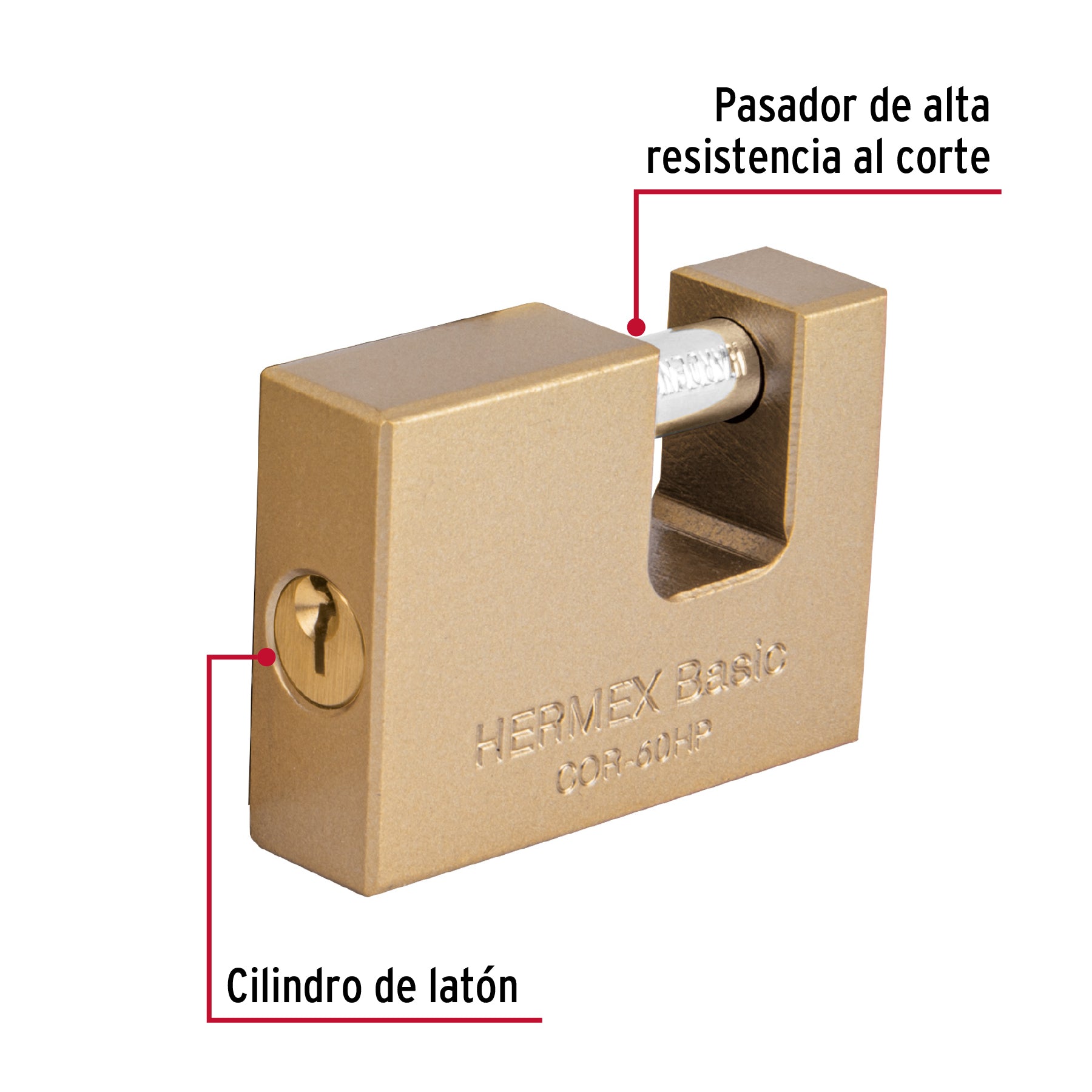 Candado Antipalanca 60mm Cuerpo de Hierro Hermex 22516 COR-60HP Hermex