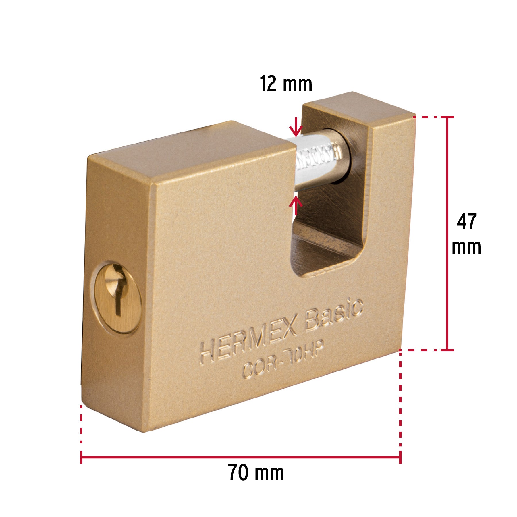 Candado Antipalanca 70mm Cuerpo de Hierro Hermex 23540 COR-70HP Hermex