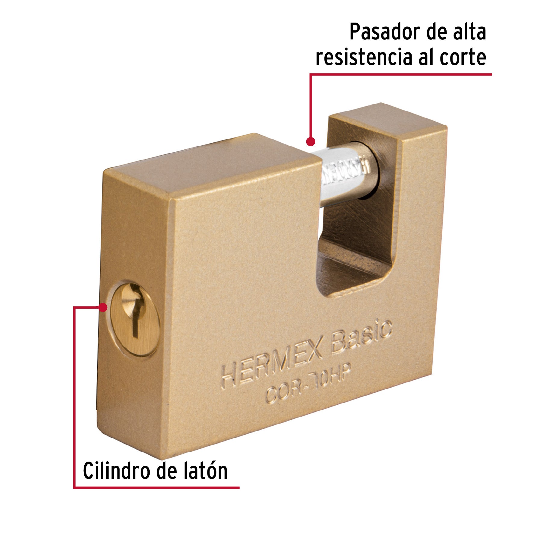 Candado Antipalanca 70mm Cuerpo de Hierro Hermex 23540 COR-70HP Hermex