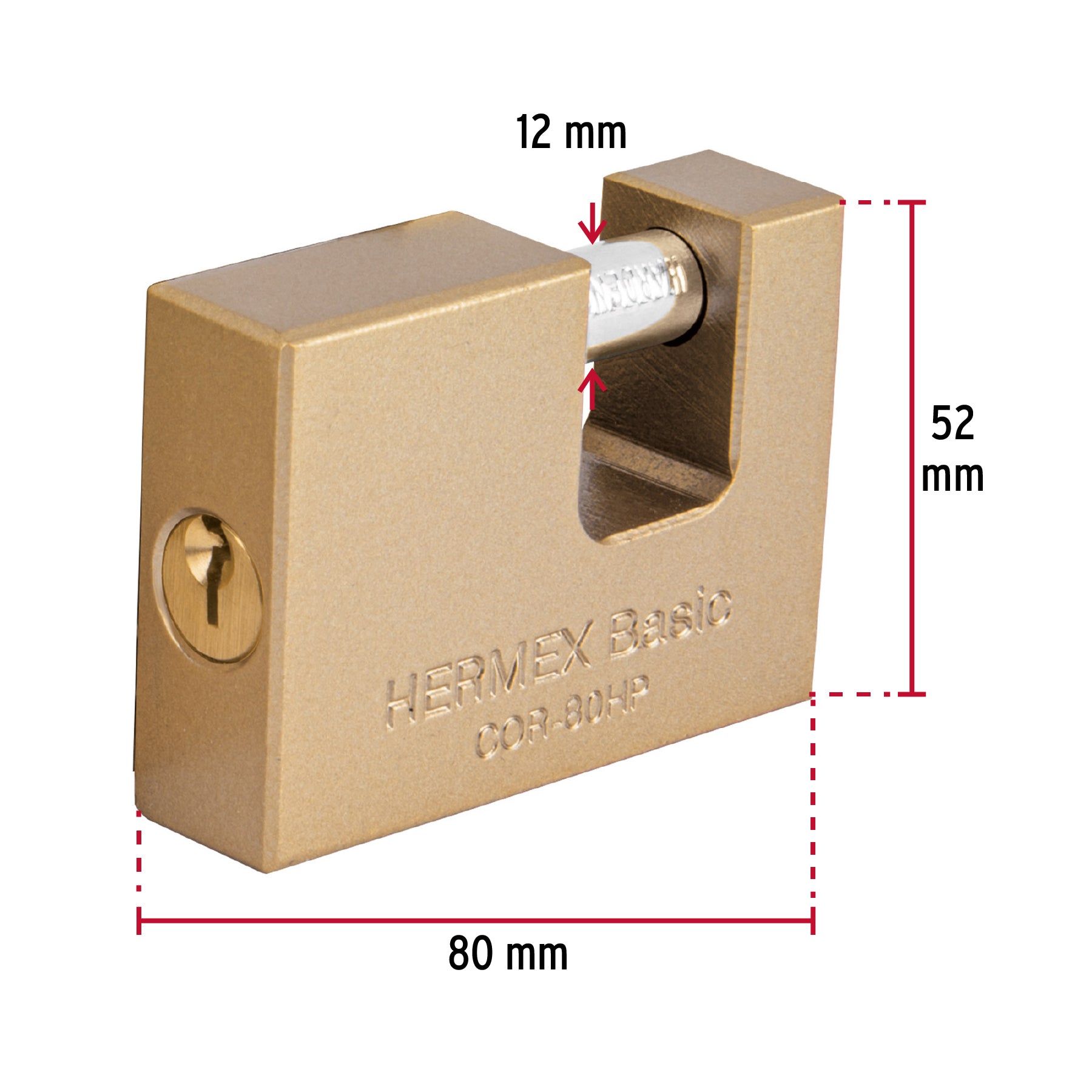 Candado Antipalanca 80mm Cuerpo de Hierro Hermex 22517 COR-80HP Hermex