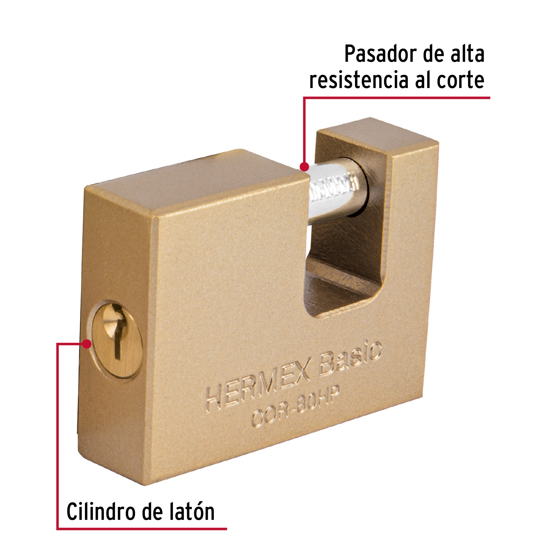 Candado Antipalanca 80mm Cuerpo de Hierro Hermex 22517 COR-80HP Hermex