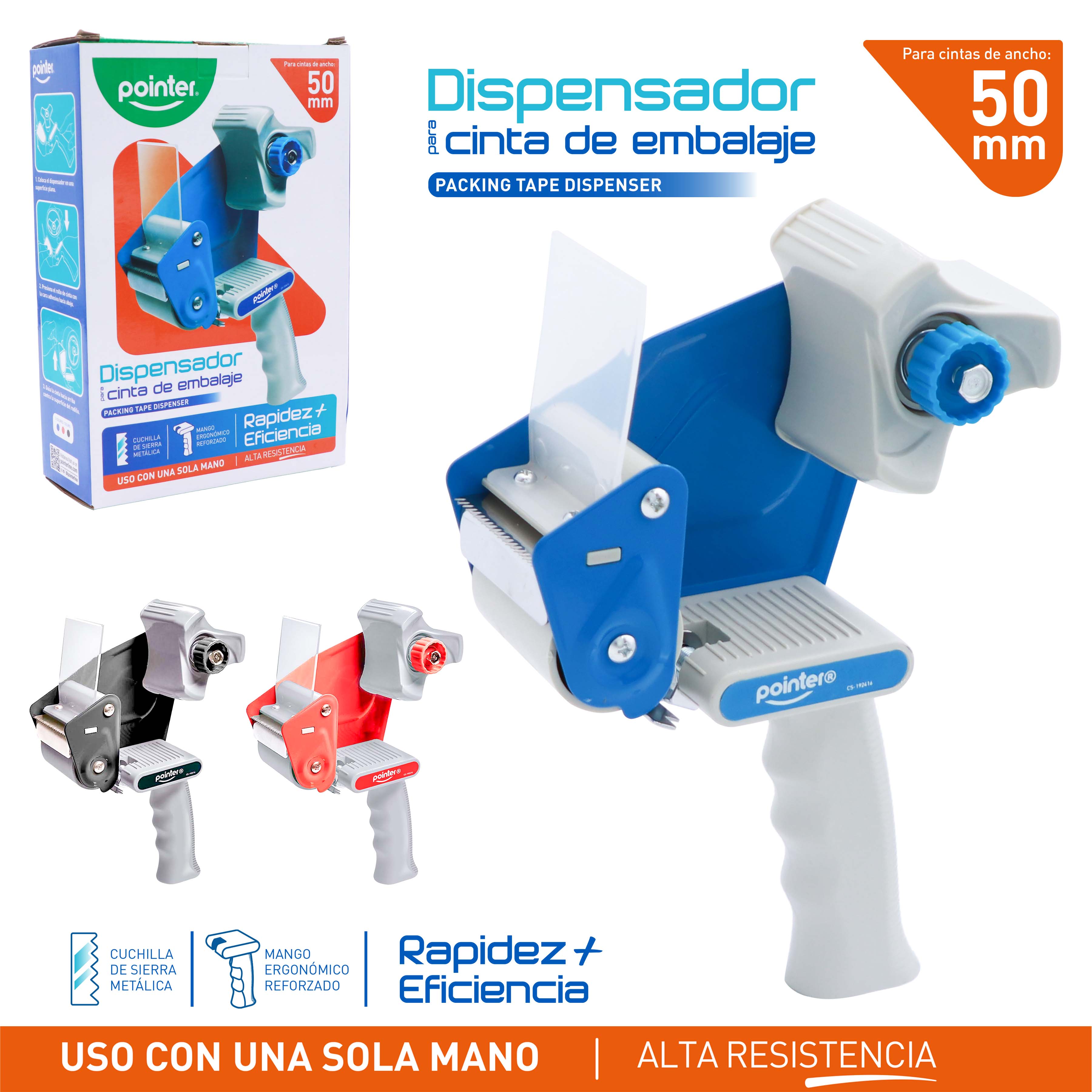 (LLEGANDO 5 DE JUNIO) Dispensador de Cinta Adhesiva Tape 50mm Pointer CS-192416