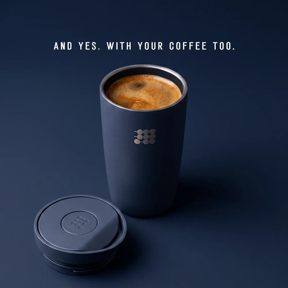 Vaso Térmico para Café Cubitt 12 oz (355 ml) de Acero Inoxidable con Interior Cerámico, Aislamiento al Vacío y Tapa Antiderrames CT-COF2N