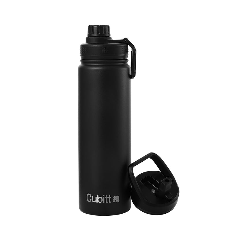 Termo Cubitt Hydro Bottle CTHB24-1 24 oz / 709 ml – Acero Inoxidable, Doble Pared, 2 Tapas, Negro