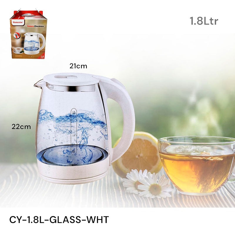 Tetera Eléctrica de Vidrio 1.8L Blanco CY-1.8L-GLASS-WHT Selecto