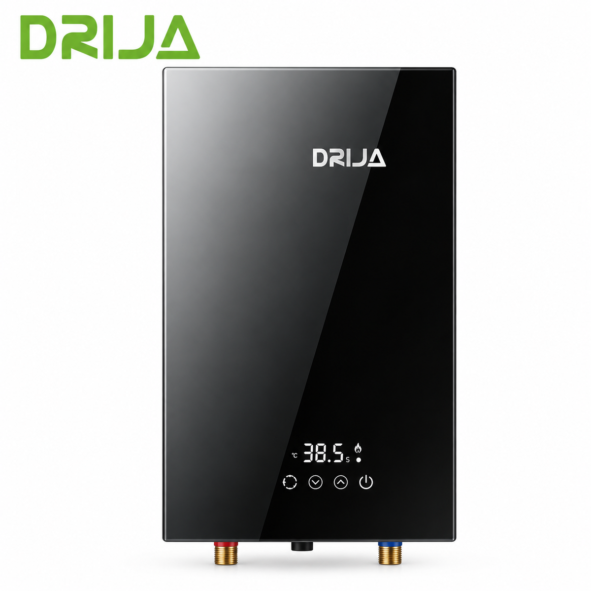 (POR PEDIDO) Calentador de Agua Eléctrico Instantáneo Drija CLTE18KW-C de 18 kW, 24 L/min, Vidrio Espejo Negro, Panel Digital, Tecnología Inverter, Control Remoto y Certificación ETL, 240V