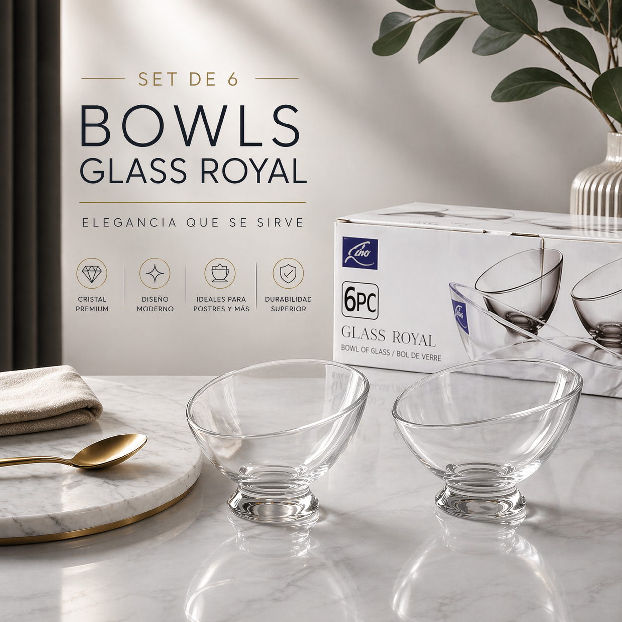 Set 6 Bowl Vaso Copa de Vidrio BMW819-3 Selecto