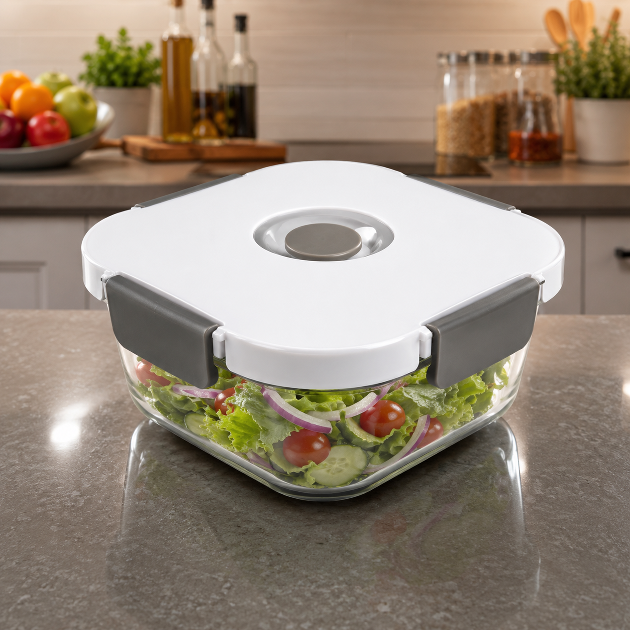 (LLEGANDO 3 DE JULIO) Envase Hermético de Vidrio 1100 ml con Tapa de Cierre Seguro | Recipiente para Alimentos OM-10113