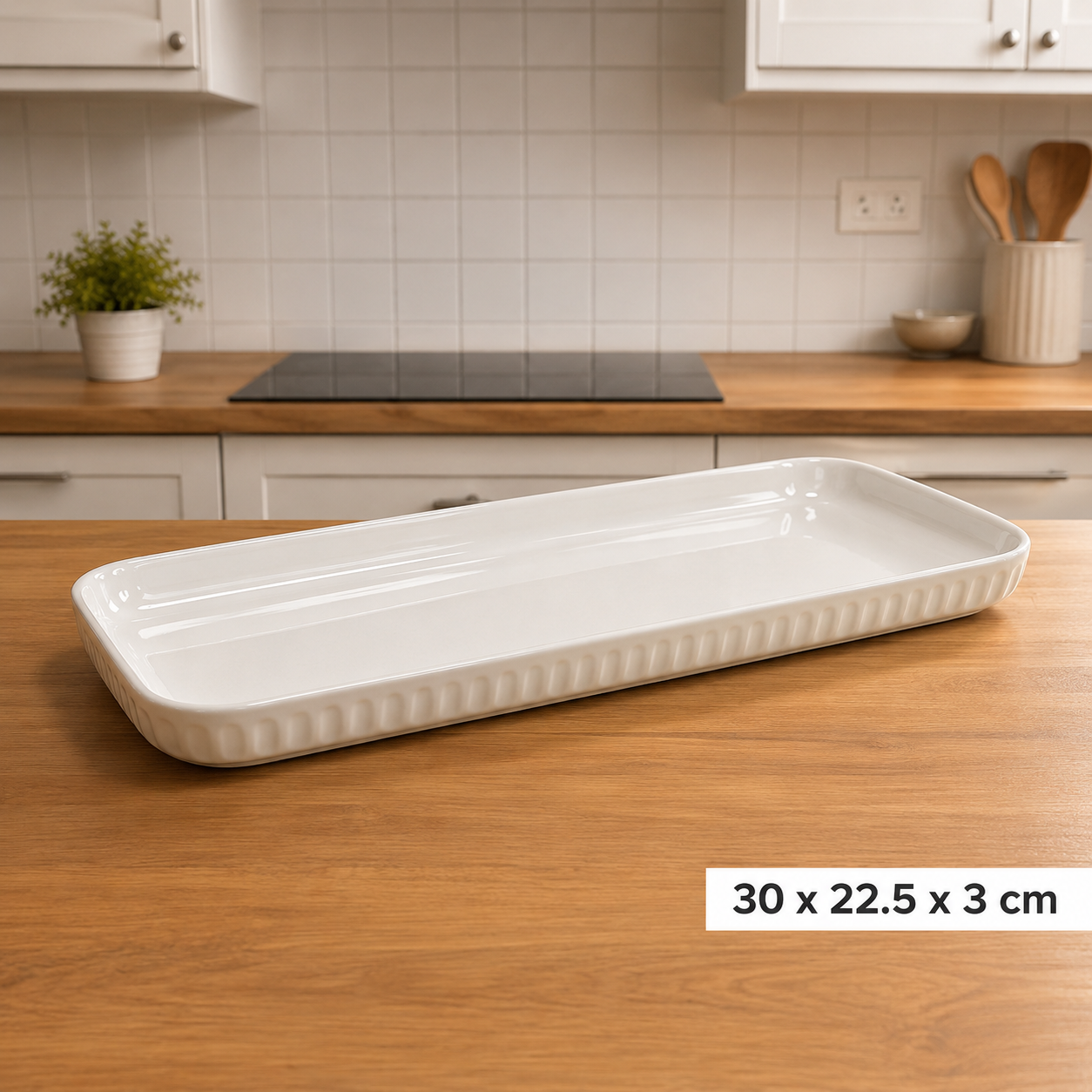 (LLEGANDO 3 DE JULIO) Plato Bandeja Rectangular de Cerámica 12" | Fuente para Hornear, Servir y Presentar Alimentos 41823