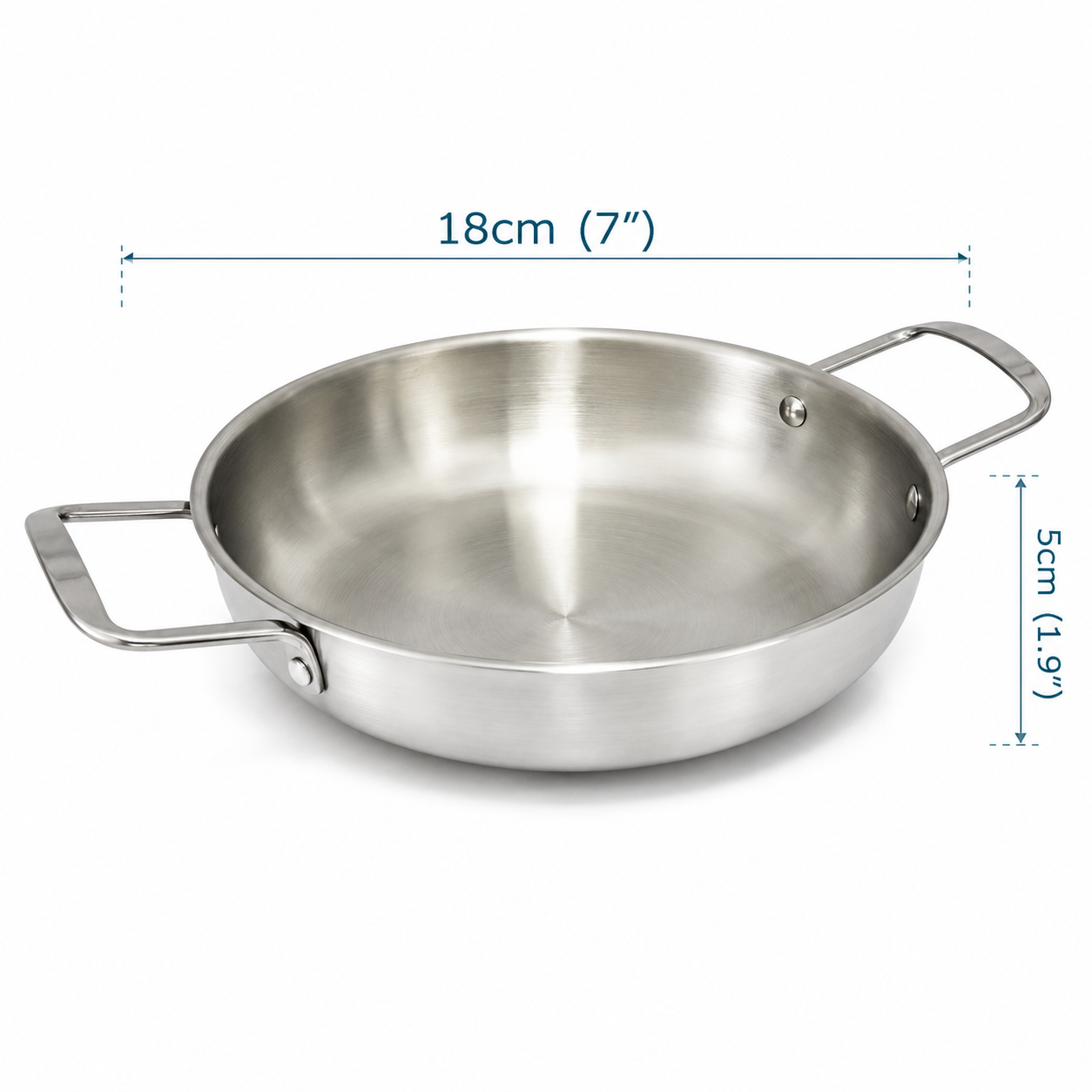 (LLEGANDO 3 DE JULIO) Cacerola Sartén de Aluminio 7" con Doble Asa | Ideal para Cocinar y Servir BP-2056