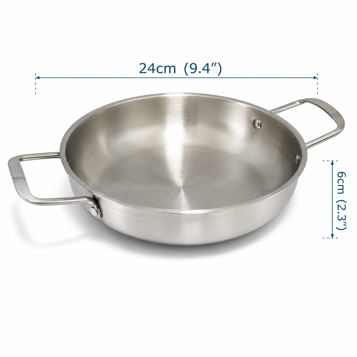 (LLEGANDO 3 DE JULIO) Cacerola Sartén de Aluminio 9.4" con Doble Asa | Ideal para Cocinar y Servir BP-2059