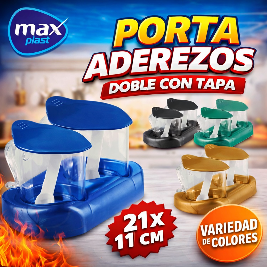 Set 2 Envases Plásticos Libre de PBA Max Plast MAX-1690 sal. condimento. Max Plast