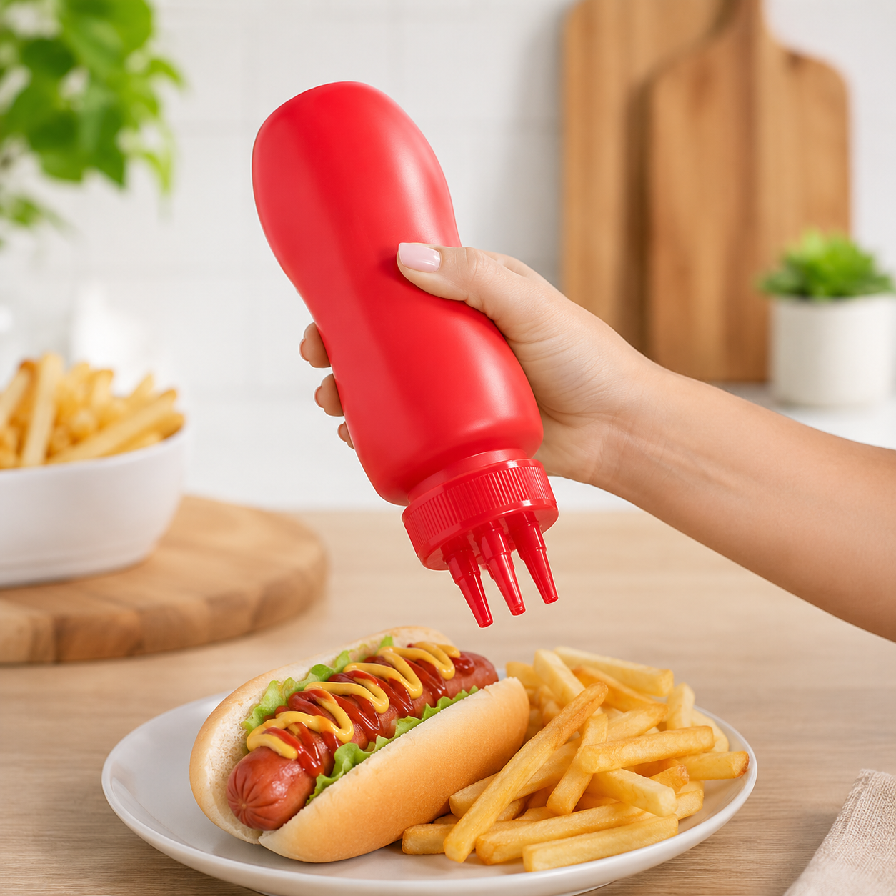 Set 2 Botellas Envases de Salsa 20x6cm FSK11291 Ketchup. Mayonesa. Mostaza.