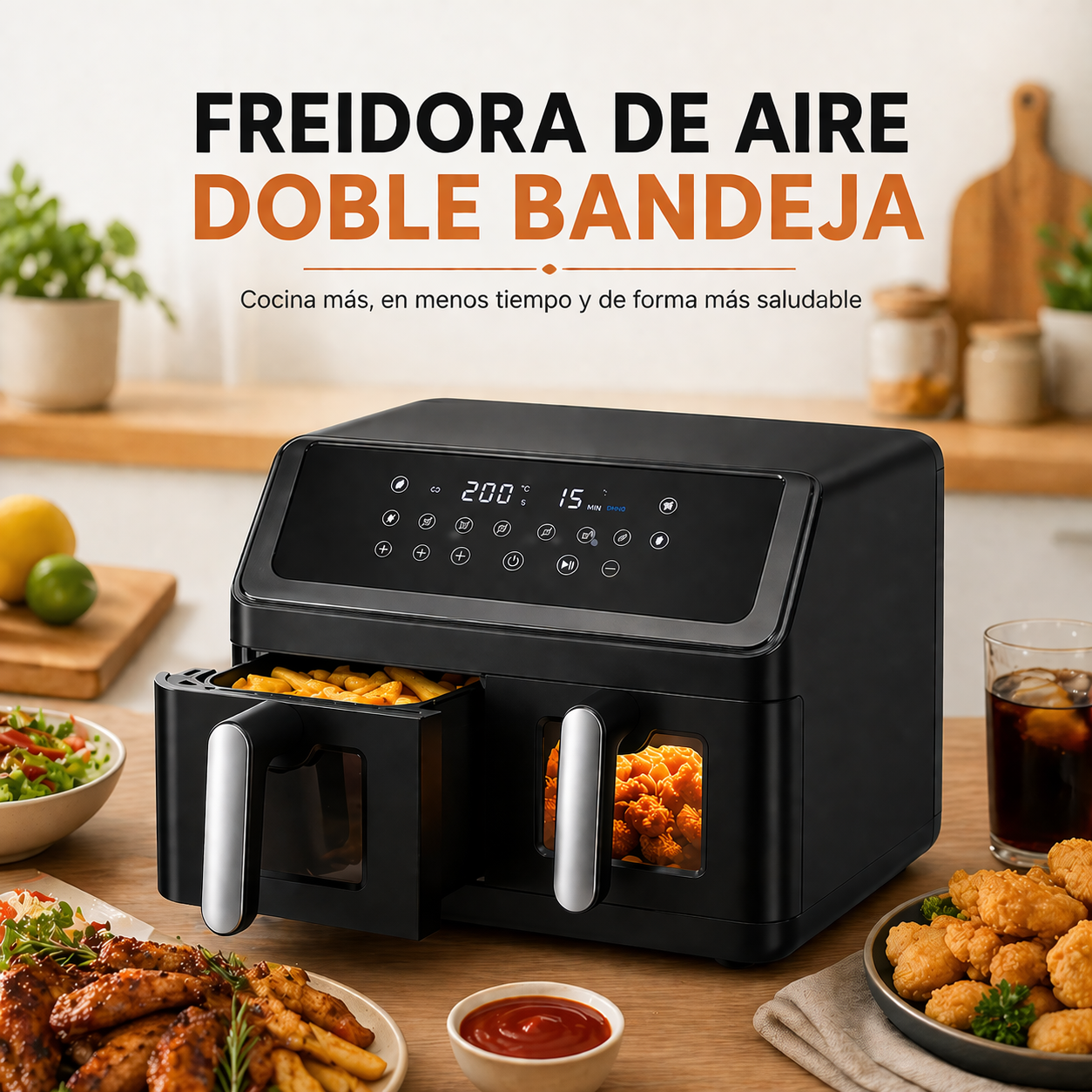 Freidora de Aire Doble Cesta 9L Homestar HM-9001DW Homestar
