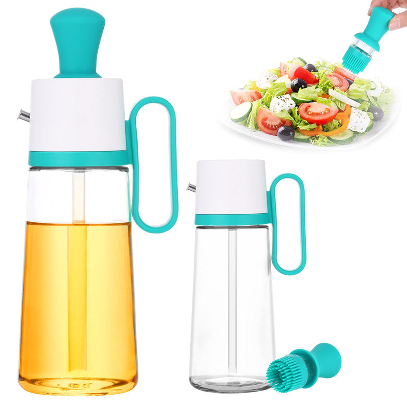 Aceitera y Vinagrera de Vidrio 500ml con Brocha de Silicona | Dispensador para Cocina 89666