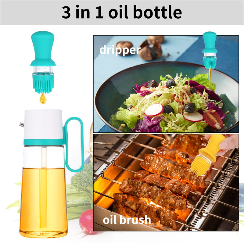 Aceitera y Vinagrera de Vidrio 500ml con Brocha de Silicona | Dispensador para Cocina 89666