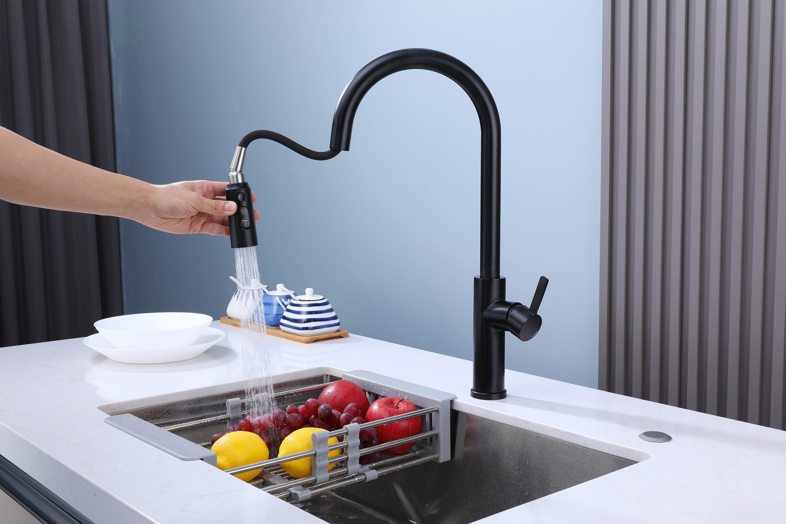 Grifo de Acero Inoxidable Negro GIRONA-B con Manguera Flexible Gasco GASCO