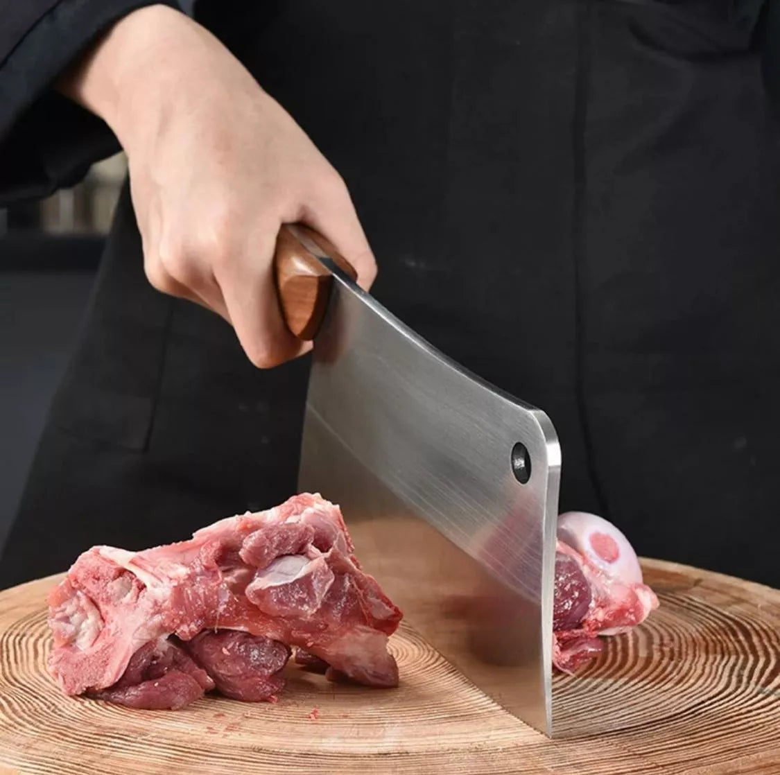 Hacha de Acero Inoxidable con Mango de Madera 10" Lotus SM-8551W-HG