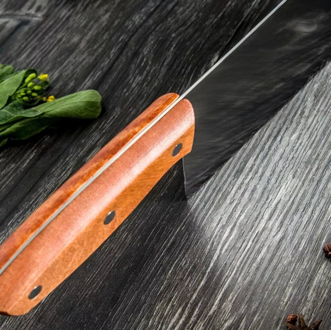 Hacha de Acero Inoxidable con Mango de Madera 10" Lotus SM-8551W-HG