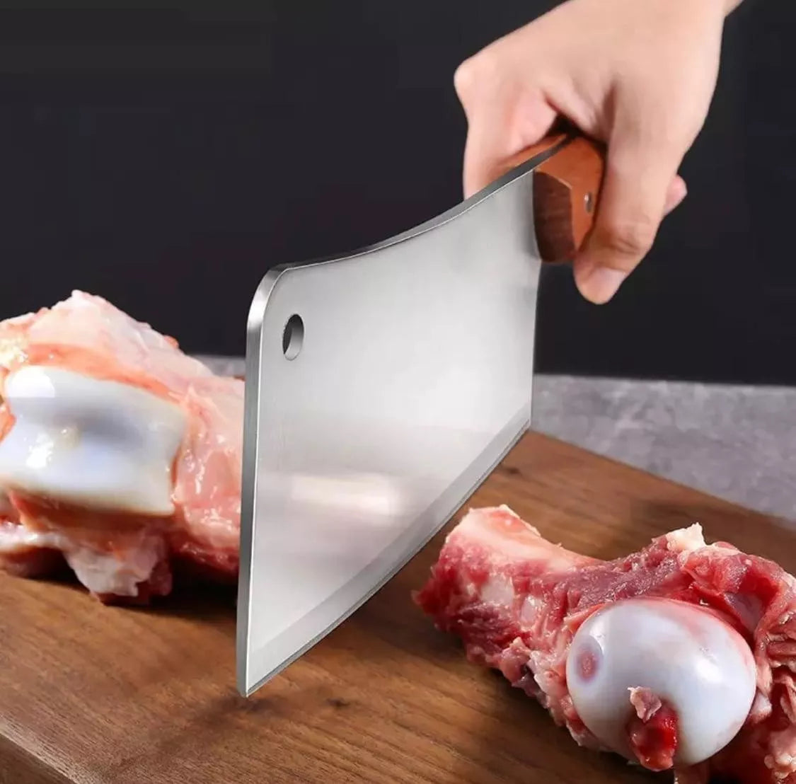 Hacha de Acero Inoxidable con Mango de Madera 10" Lotus SM-8551W-HG